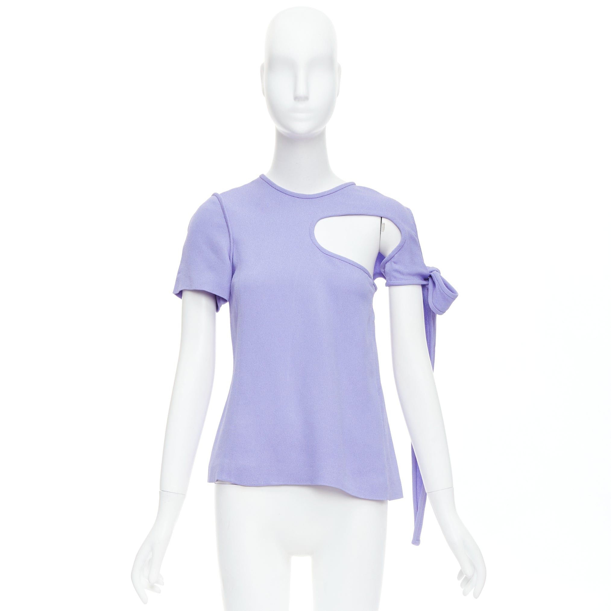Celine OLD CELINE Phoebe Philo lavender purple tie sleeve cut out top FR38 M Size M / US 6-8 / IT 42-44 - 9 Thumbnail
