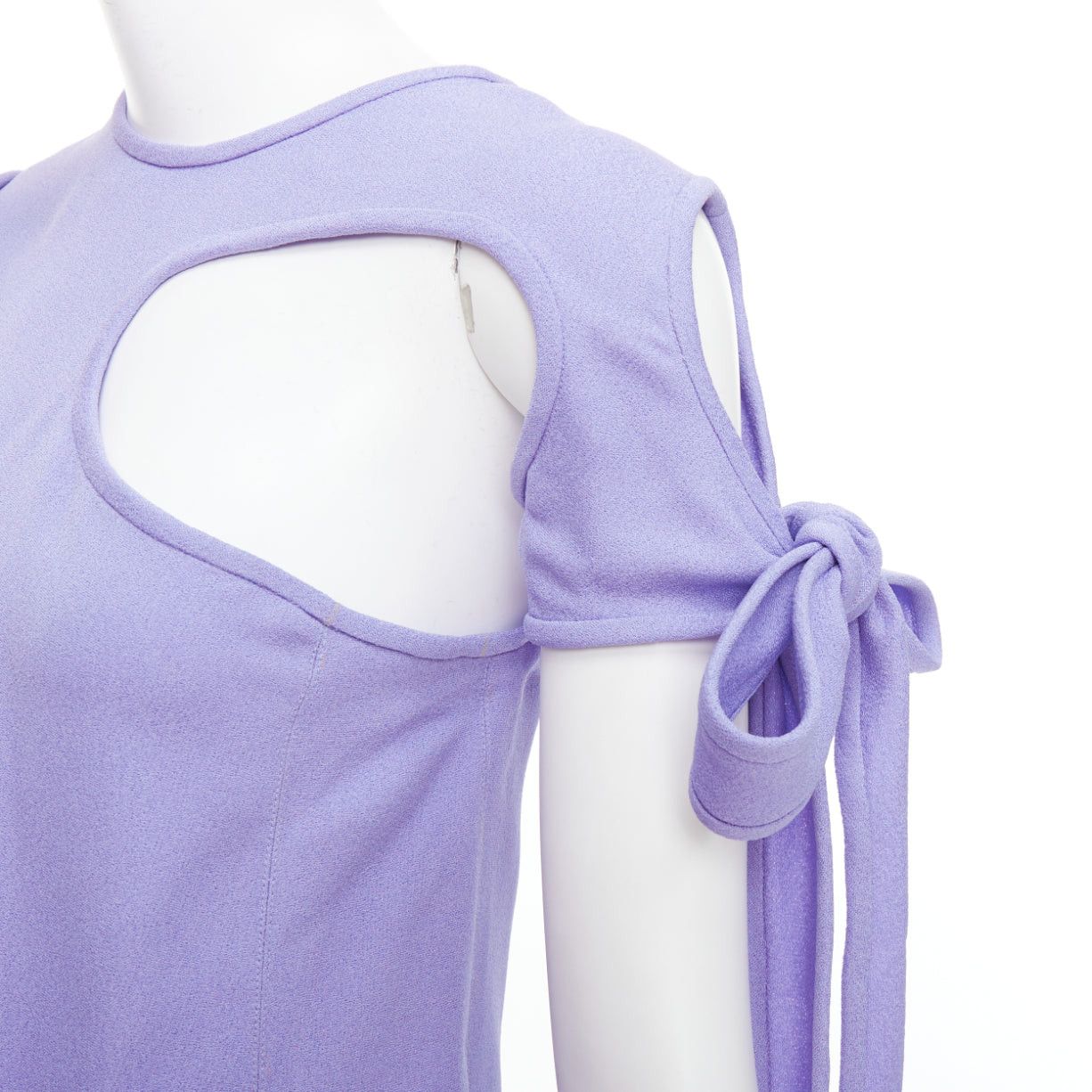 Celine OLD CELINE Phoebe Philo lavender purple tie sleeve cut out top FR38 M Size M / US 6-8 / IT 42-44 - 2 Thumbnail