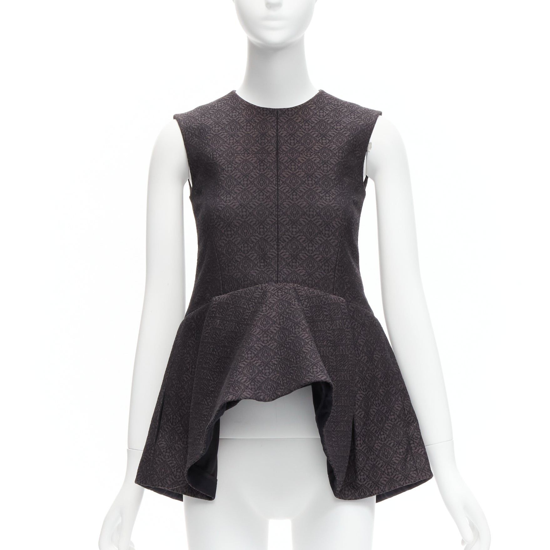 Celine OLD CELINE Phoebe Philo black cotton jacquard waterfall peplum top FR34 XS Size XS / US 0-2 / IT 36-38 - 3 Thumbnail