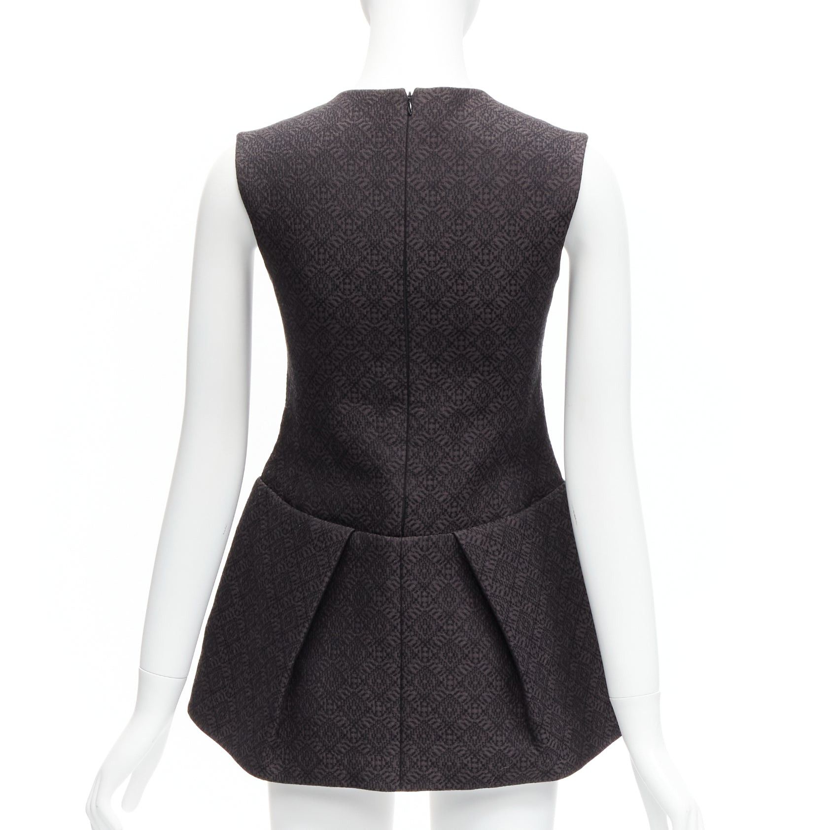 Celine OLD CELINE Phoebe Philo black cotton jacquard waterfall peplum top FR34 XS Size XS / US 0-2 / IT 36-38 - 5 Thumbnail