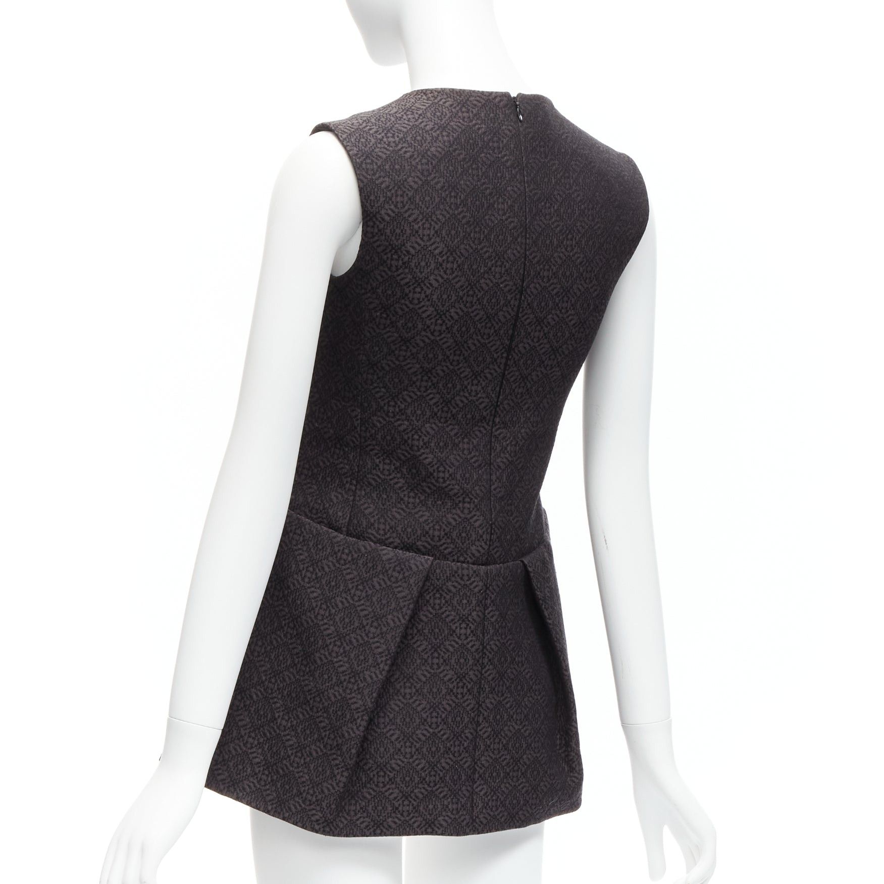 Celine OLD CELINE Phoebe Philo black cotton jacquard waterfall peplum top FR34 XS Size XS / US 0-2 / IT 36-38 - 6 Thumbnail