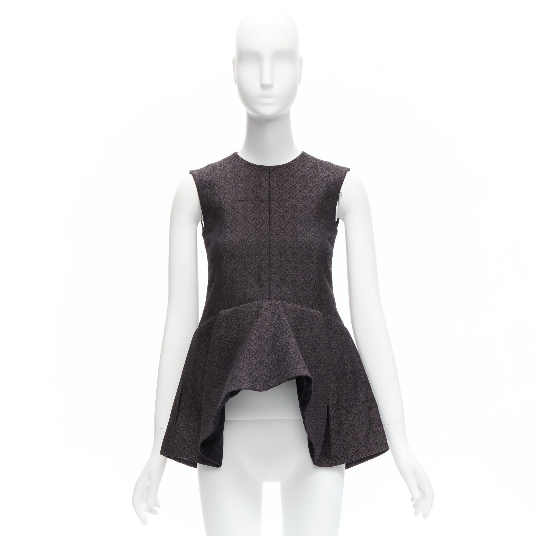 Celine OLD CELINE Phoebe Philo black cotton jacquard waterfall peplum top FR34 XS Size XS / US 0-2 / IT 36-38 - 9 Thumbnail