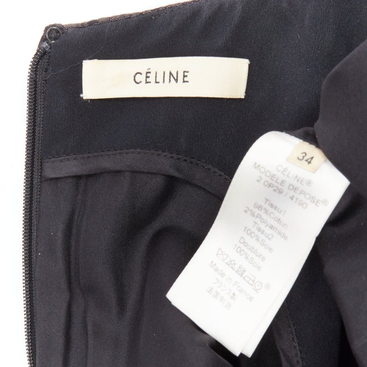 Celine OLD CELINE Phoebe Philo black cotton jacquard waterfall peplum top FR34 XS Size XS / US 0-2 / IT 36-38 - 8 Thumbnail