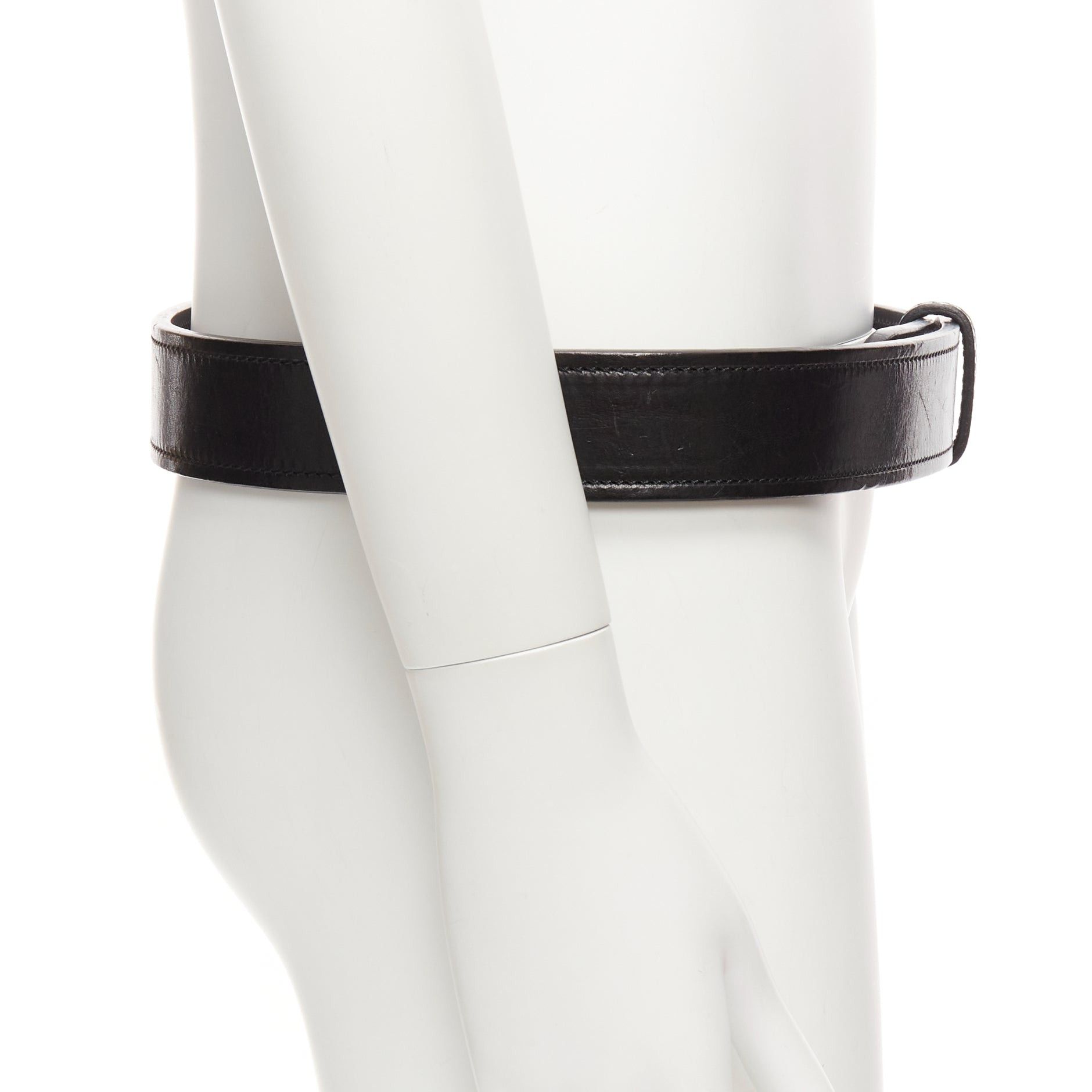 Celine OLD CELINE Phoebe Philo black leather magic tape minimal classic wide belt M Size ONE SIZE - 4 Thumbnail