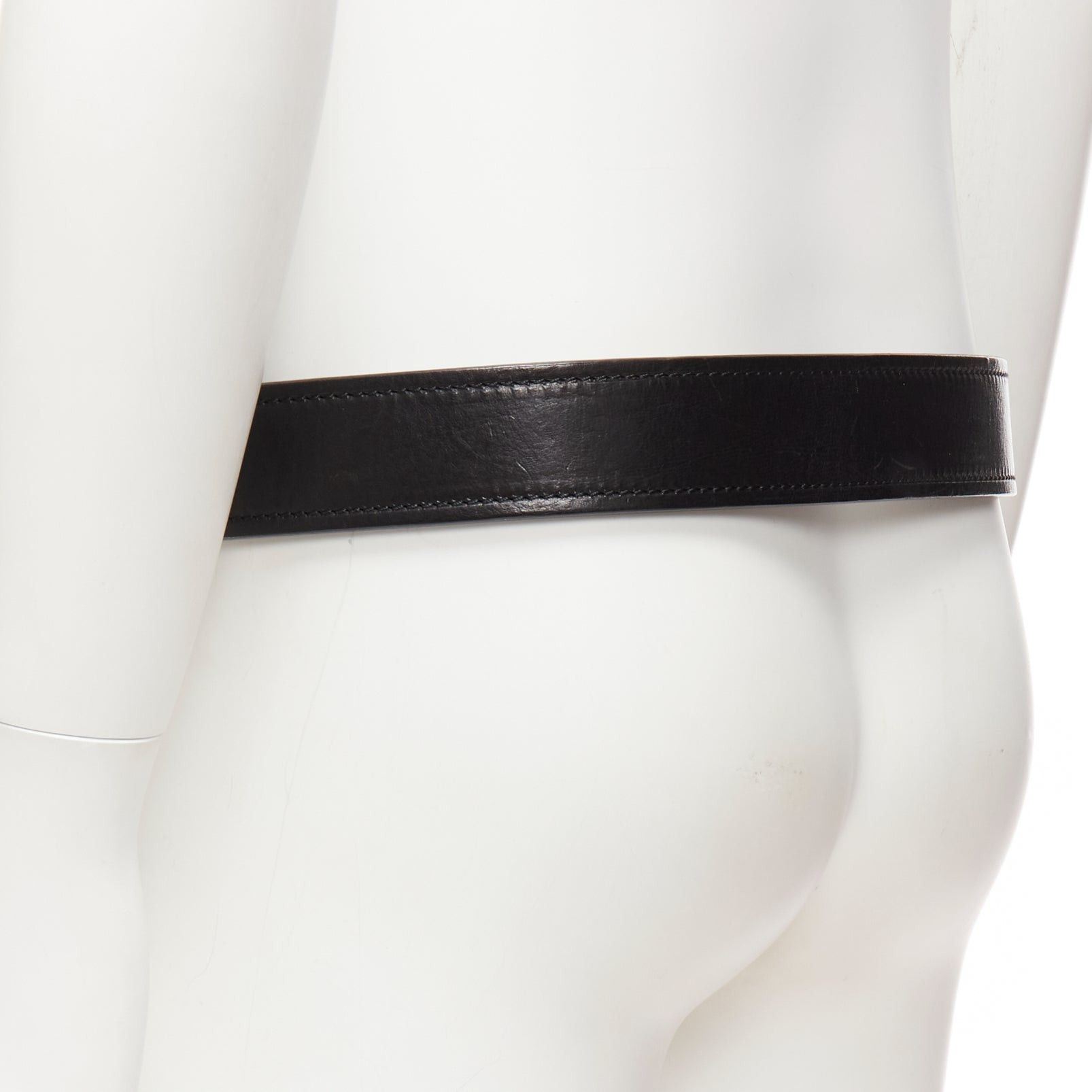 Celine OLD CELINE Phoebe Philo black leather magic tape minimal classic wide belt M Size ONE SIZE - 6 Thumbnail