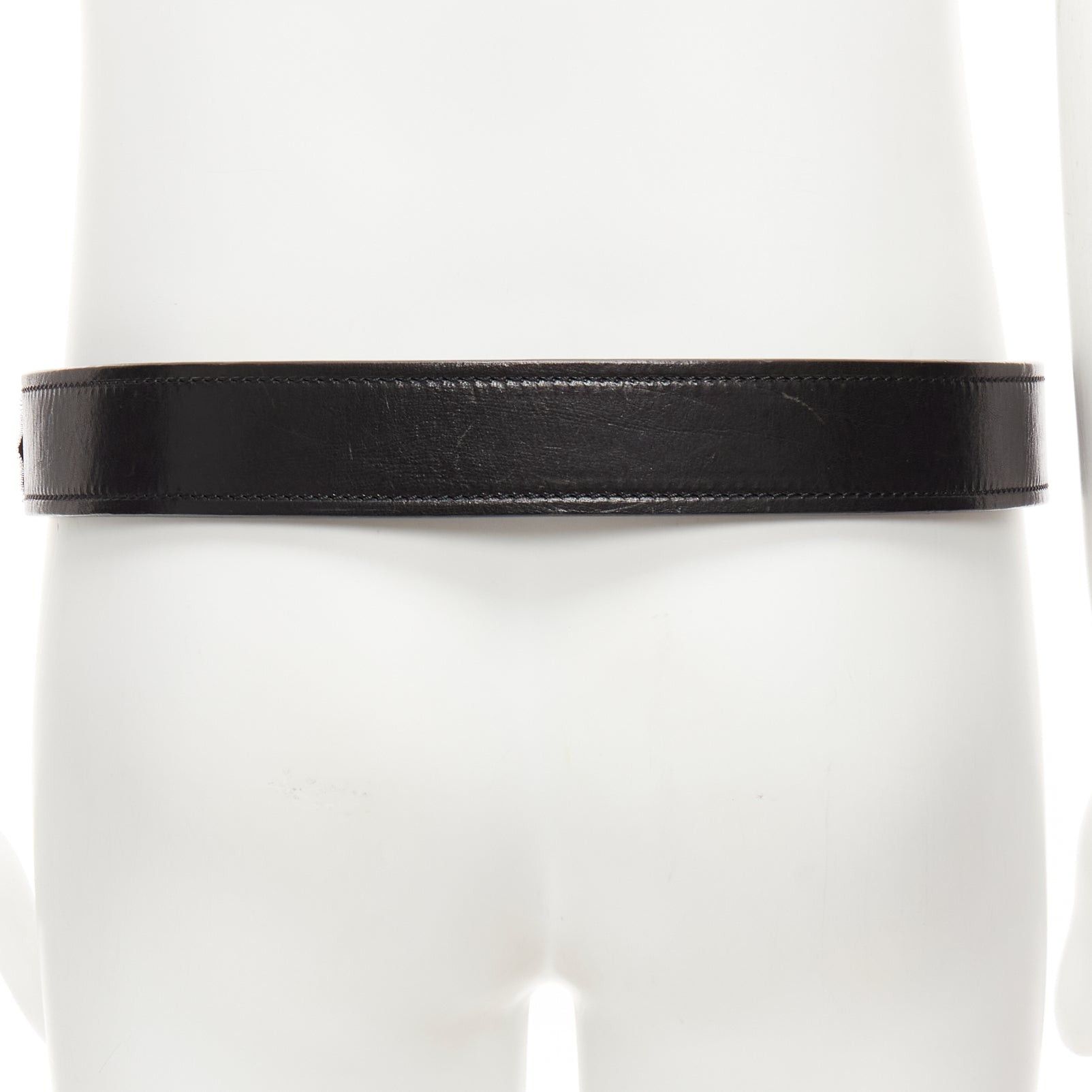Celine OLD CELINE Phoebe Philo black leather magic tape minimal classic wide belt M Size ONE SIZE - 5 Thumbnail