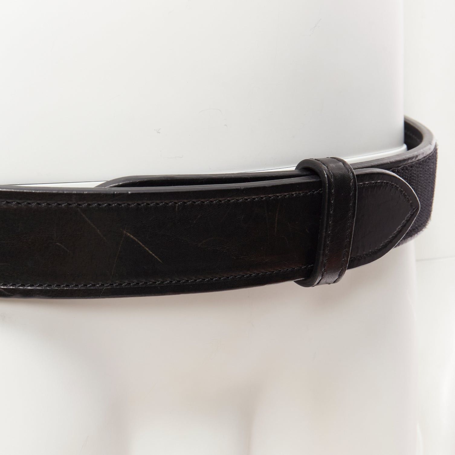 Celine OLD CELINE Phoebe Philo black leather magic tape minimal classic wide belt M Size ONE SIZE - 8 Thumbnail