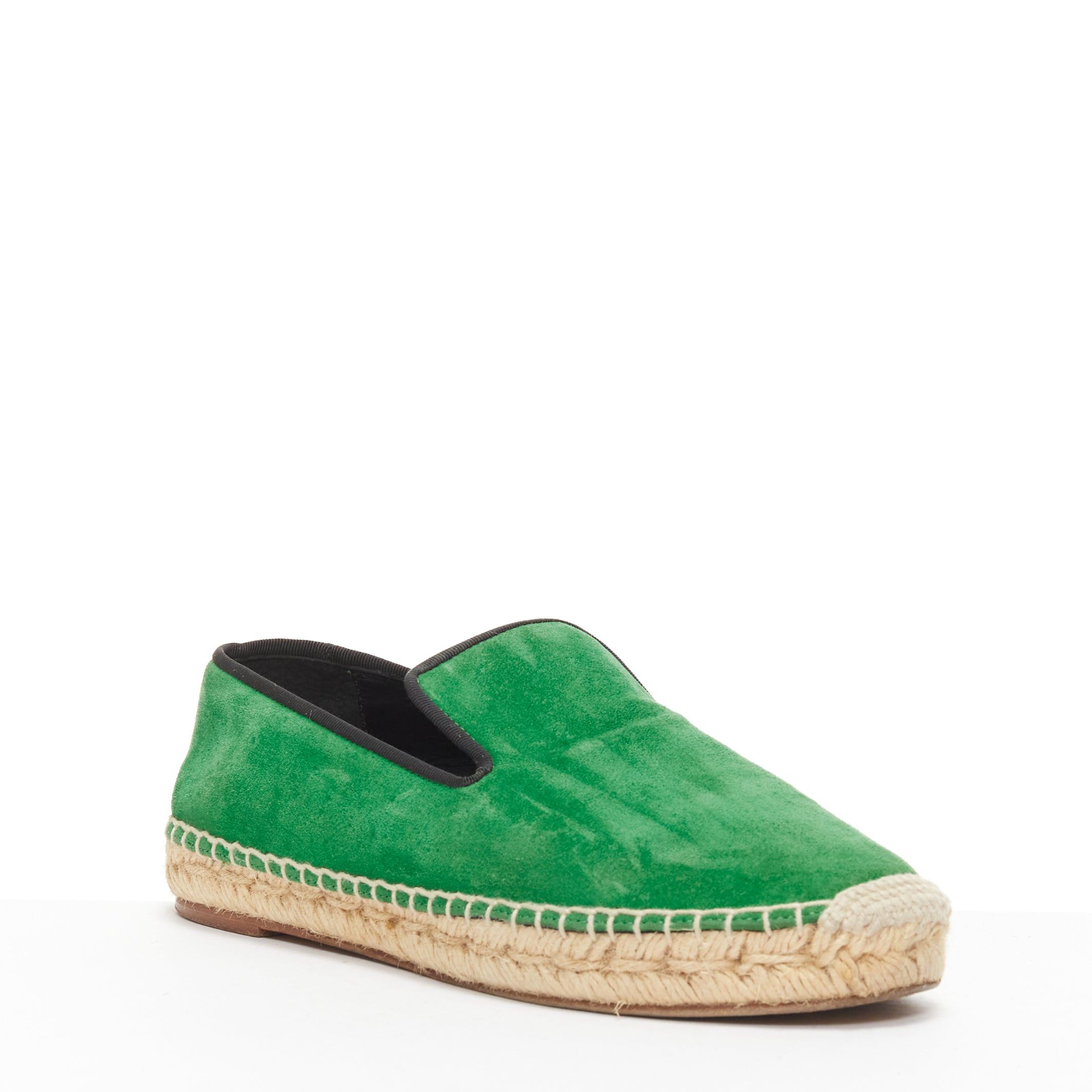 Celine OLD CELINE Phoebe Philo green suede black grosgrain jute espadrilles EU38 Size US 8 / IT 38 - 3 Thumbnail