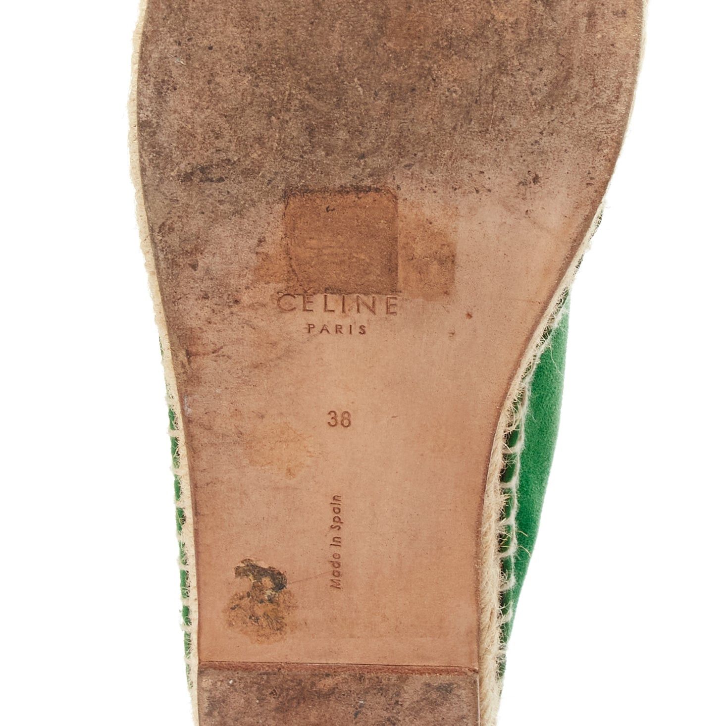 Celine OLD CELINE Phoebe Philo green suede black grosgrain jute espadrilles EU38 Size US 8 / IT 38 - 10 Thumbnail