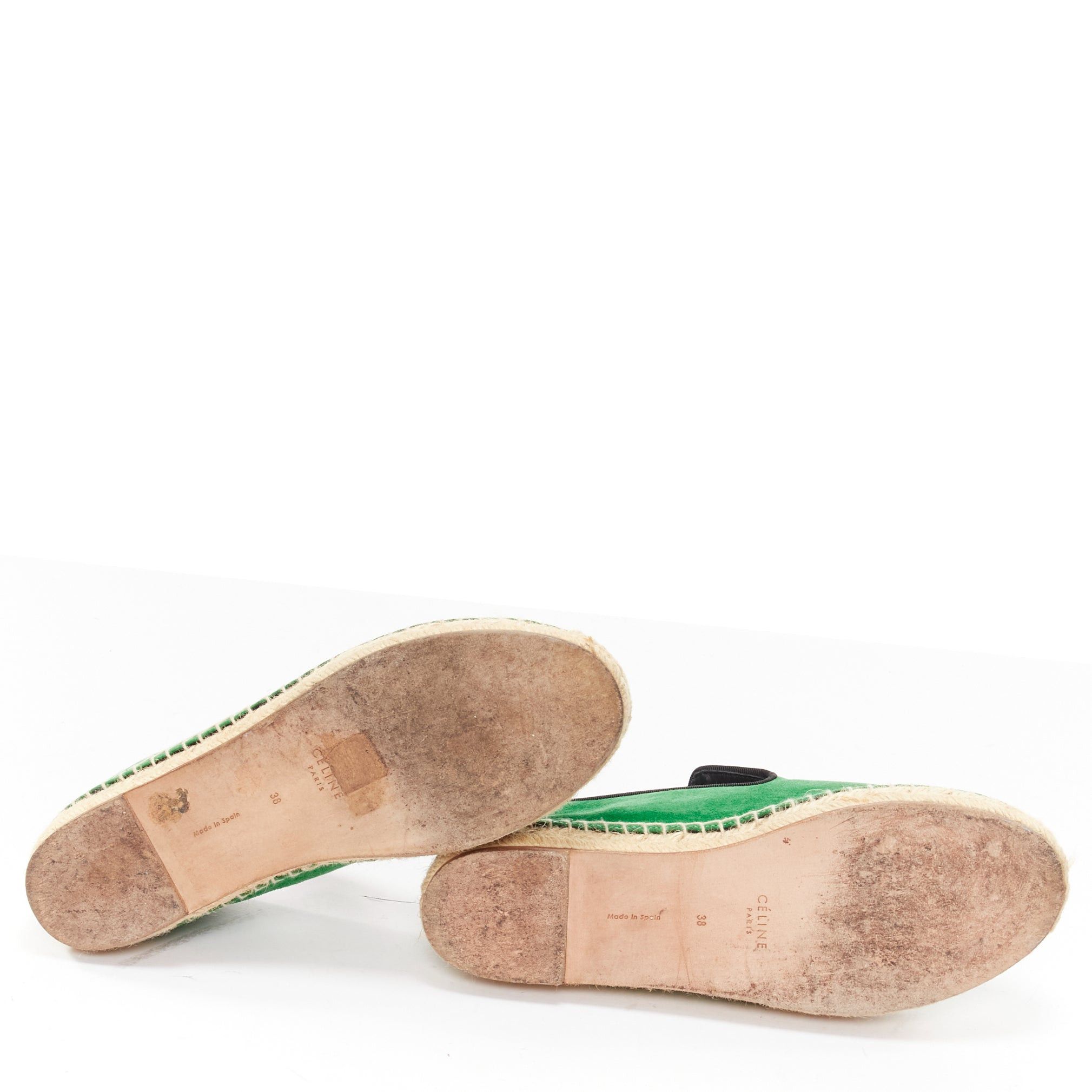 Celine OLD CELINE Phoebe Philo green suede black grosgrain jute espadrilles EU38 Size US 8 / IT 38 - 11 Thumbnail