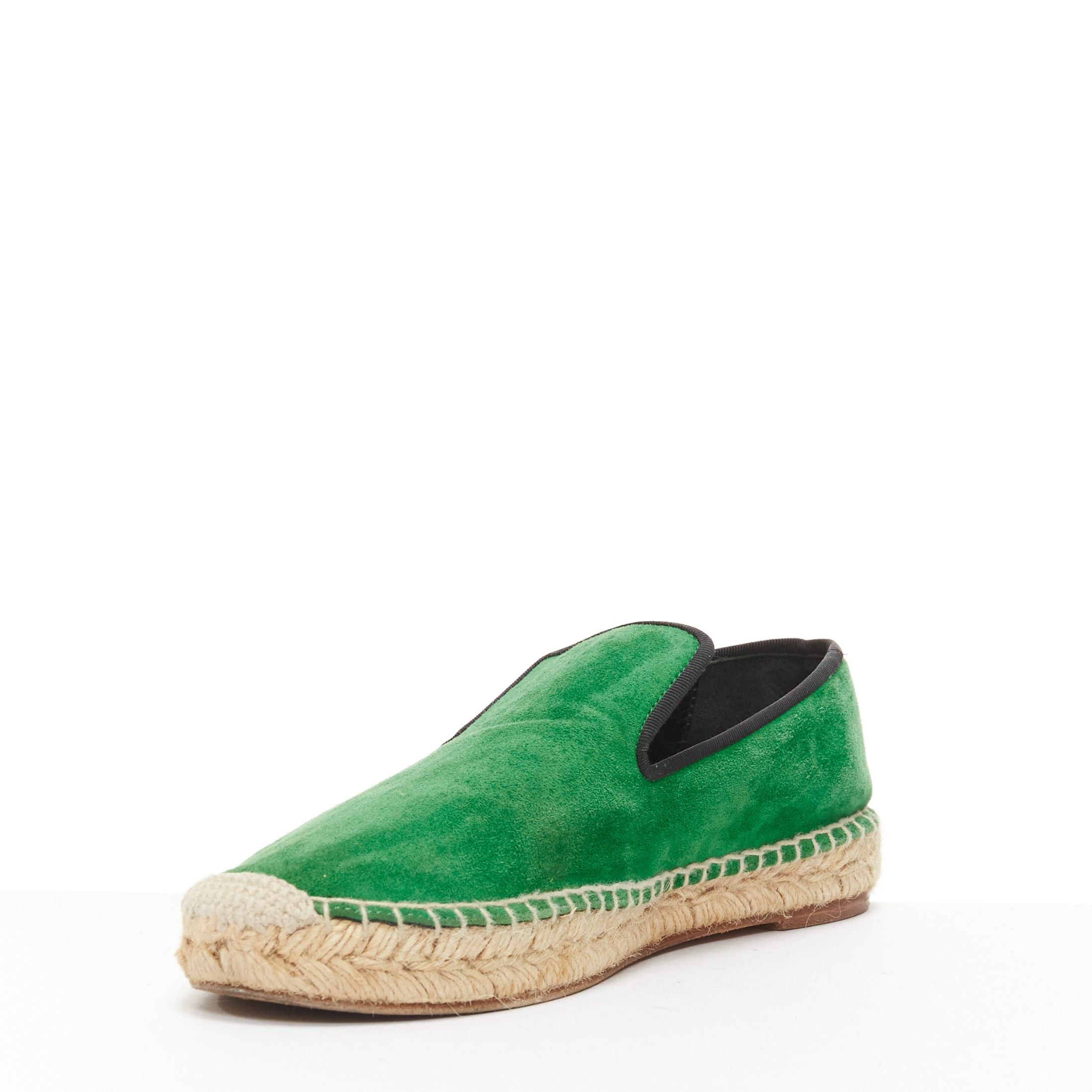 Celine OLD CELINE Phoebe Philo green suede black grosgrain jute espadrilles EU38 Size US 8 / IT 38 - 4 Thumbnail