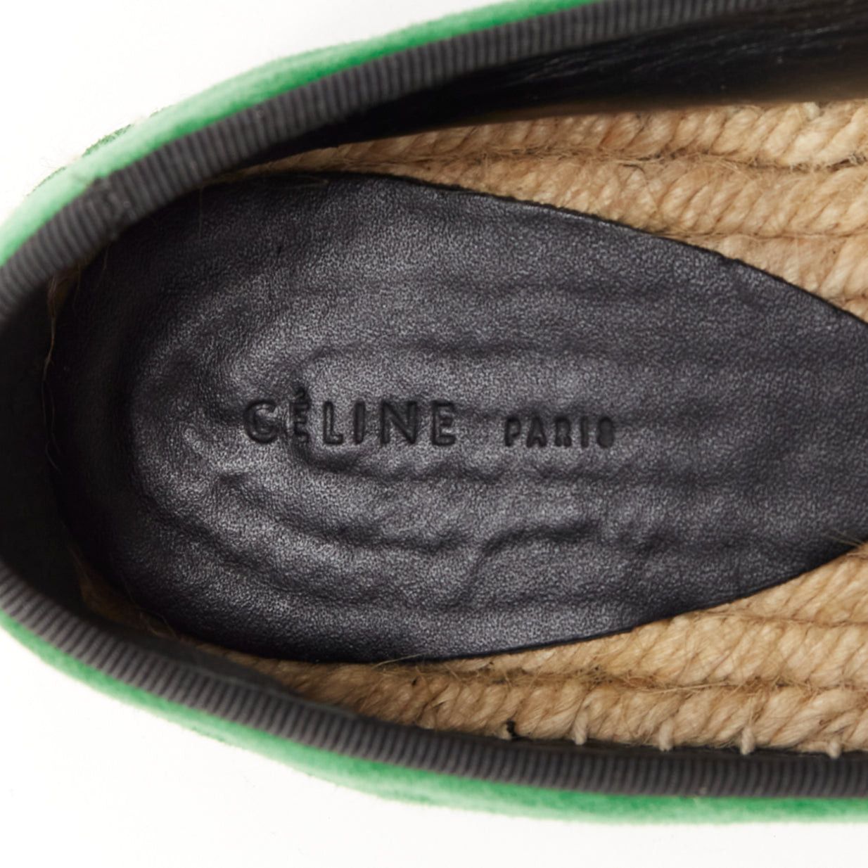 Celine OLD CELINE Phoebe Philo green suede black grosgrain jute espadrilles EU38 Size US 8 / IT 38 - 9 Thumbnail