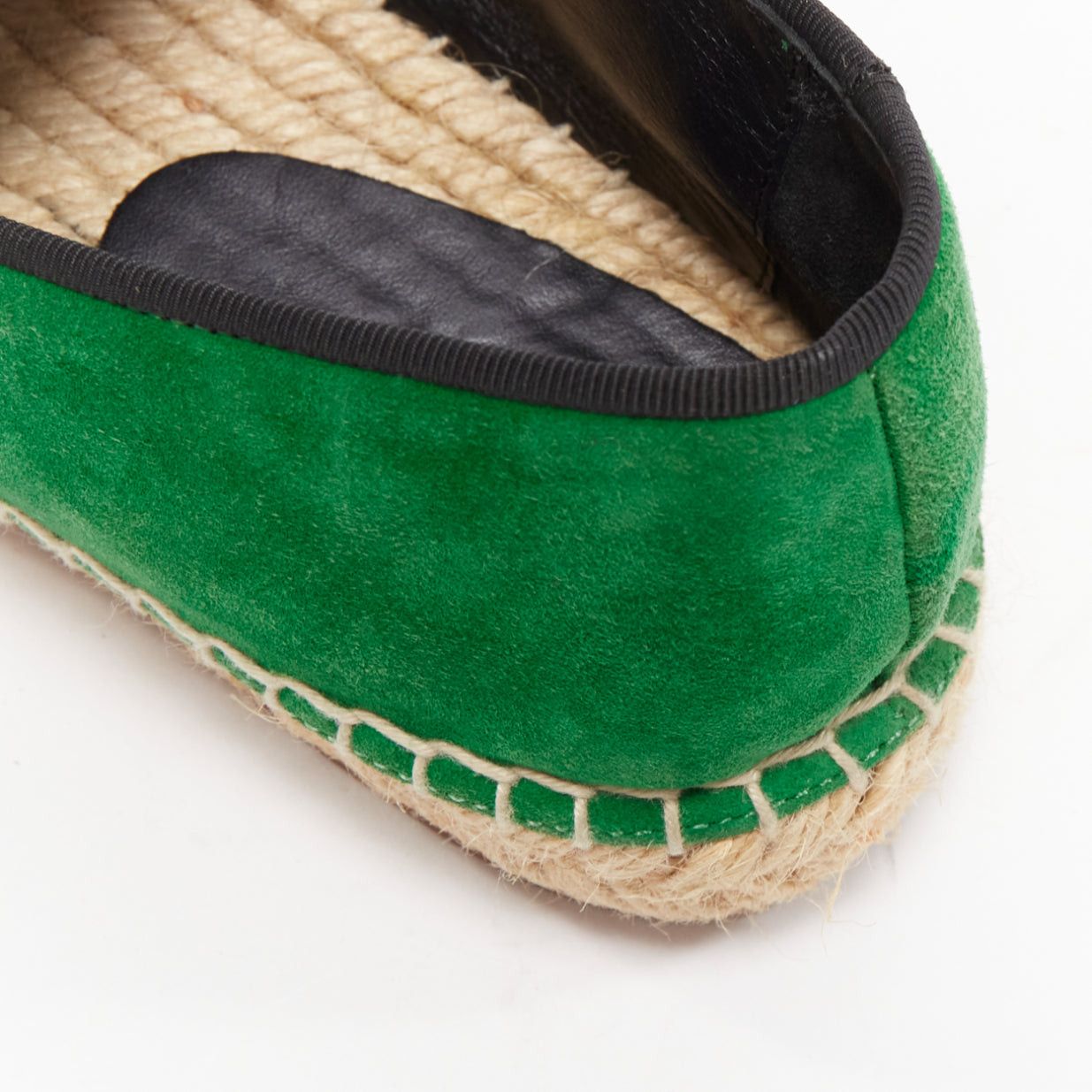 Celine OLD CELINE Phoebe Philo green suede black grosgrain jute espadrilles EU38 Size US 8 / IT 38 - 8 Thumbnail