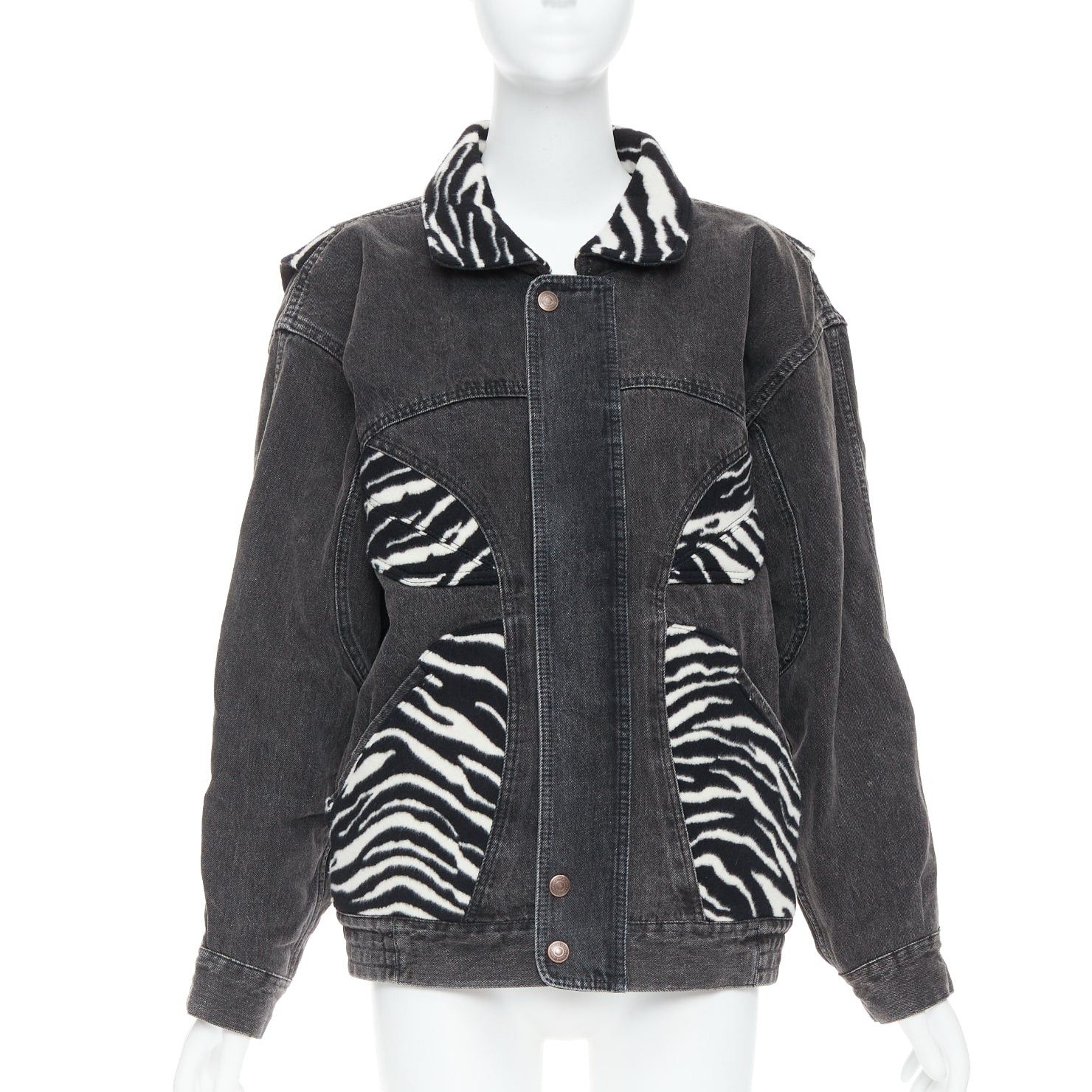 Celine CELINE Hedi Slimane black white zebra wool patch denim jacket S Size S / US 4 / IT 40 - 3 Thumbnail