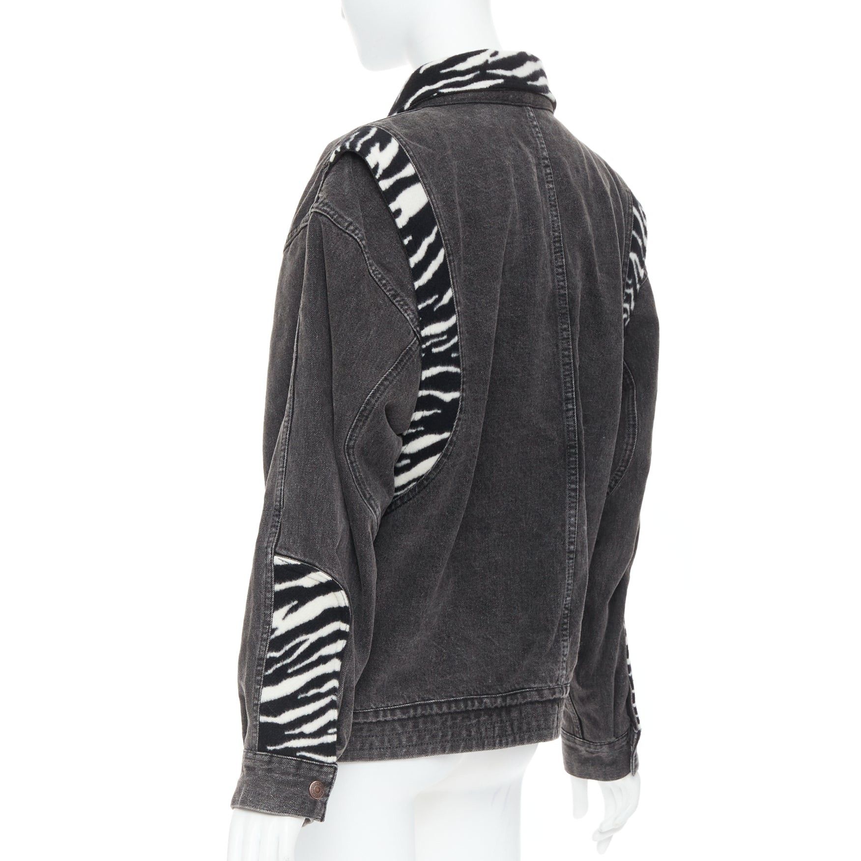 Celine CELINE Hedi Slimane black white zebra wool patch denim jacket S Size S / US 4 / IT 40 - 7 Thumbnail