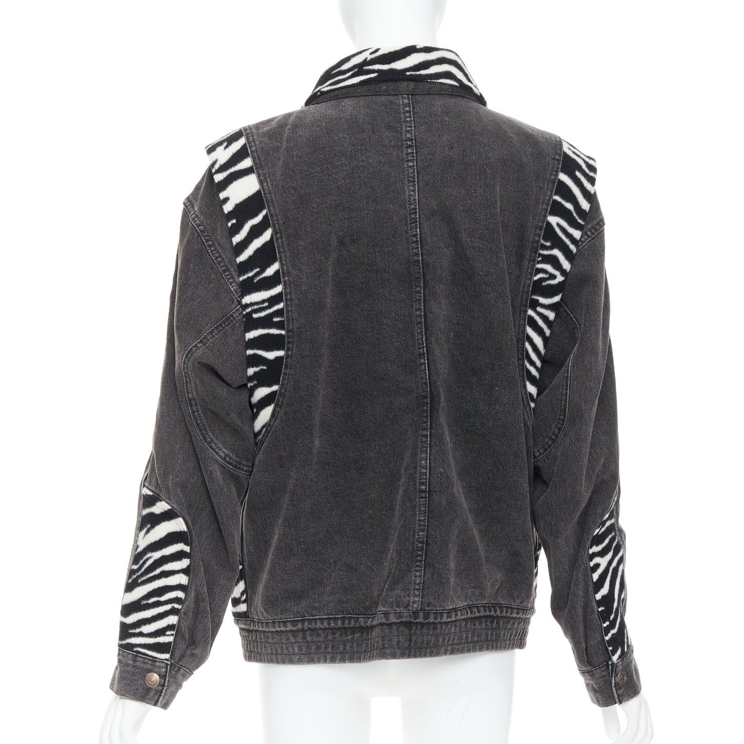 Celine CELINE Hedi Slimane black white zebra wool patch denim jacket S Size S / US 4 / IT 40 - 6 Thumbnail