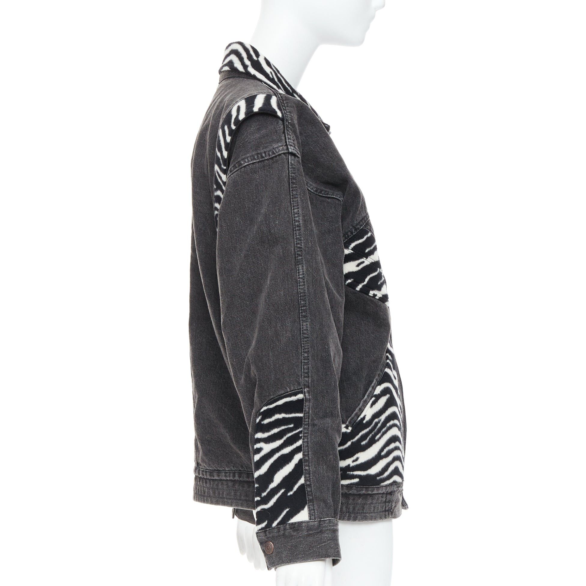 Celine CELINE Hedi Slimane black white zebra wool patch denim jacket S Size S / US 4 / IT 40 - 5 Thumbnail