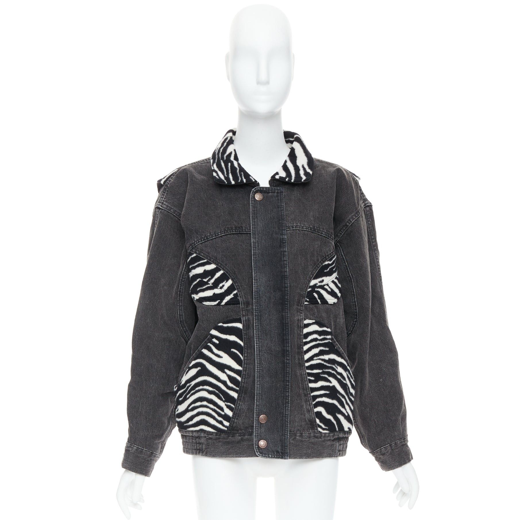 Celine CELINE Hedi Slimane black white zebra wool patch denim jacket S Size S / US 4 / IT 40 - 10 Thumbnail