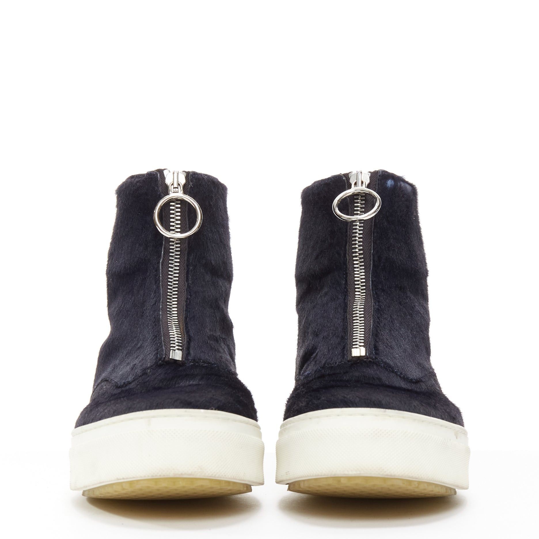 Celine OLD CELINE Phoebe Philo black horse hair O-ring zipper high top sneaker EU38 Size US 8 / IT 38 - 3 Thumbnail