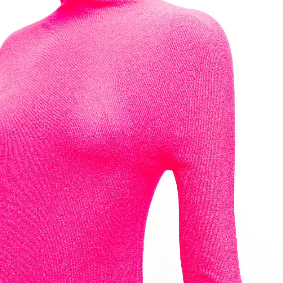 Celine OLD CELINE Phoebe Philo neon pink polyamide minimal long sleeve top S Size S / US 4 / IT 40 - 2 Thumbnail