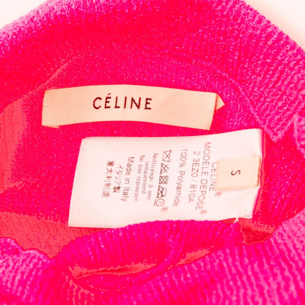 Celine OLD CELINE Phoebe Philo neon pink polyamide minimal long sleeve top S Size S / US 4 / IT 40 - 8 Thumbnail