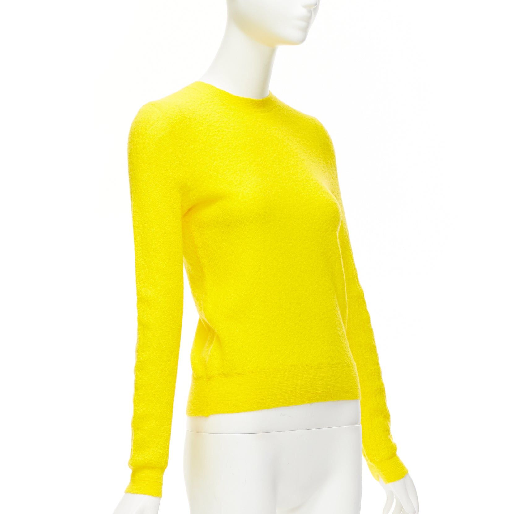 Celine OLD CELINE Phoebe Philo 100% wool sunshine yellow crew neck sweater S Size S / US 4 / IT 40 - 3 Thumbnail