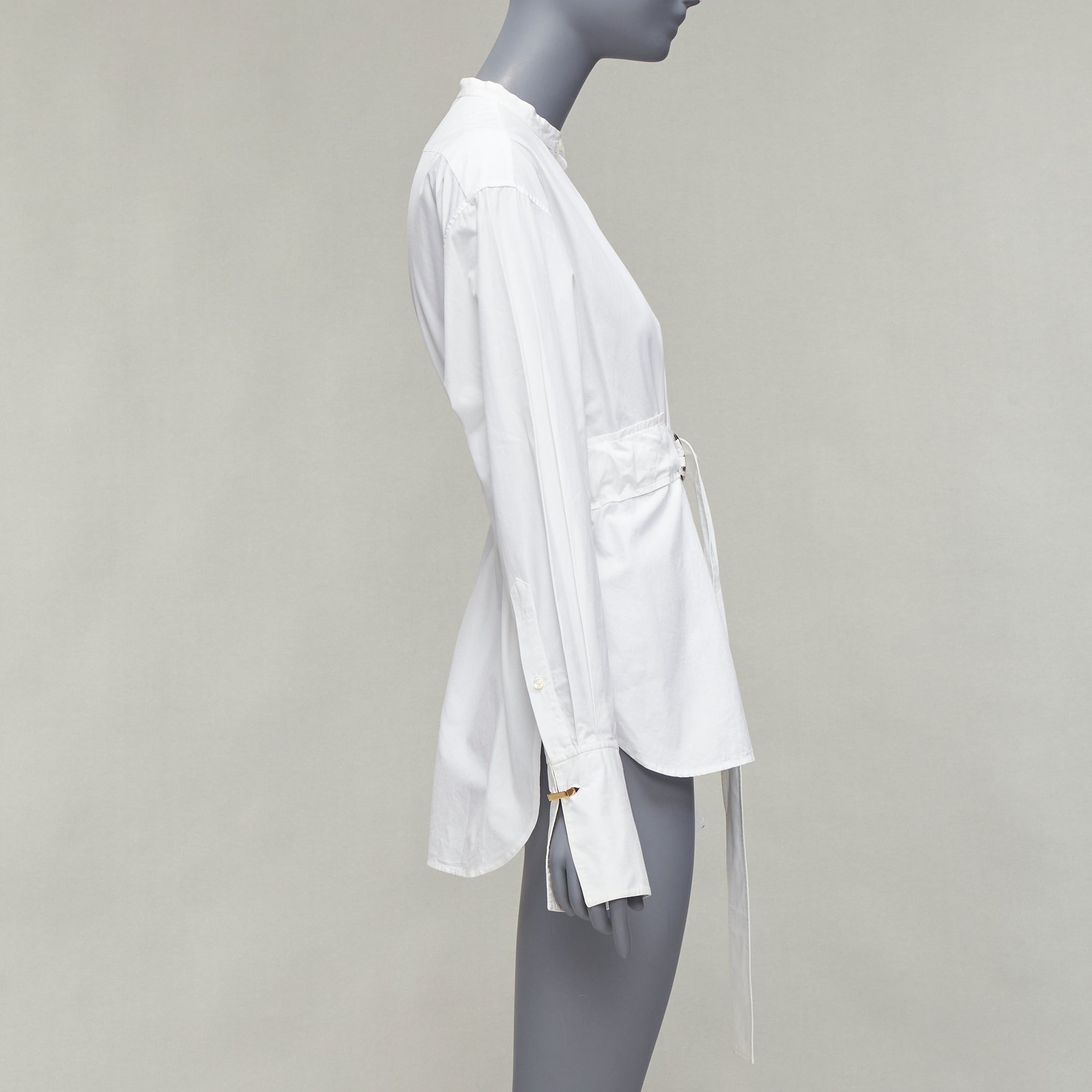 Celine OLD CELINE Phoebe Philo white cotton silver d ring belt minimal shirt FR36 S Size S / US 4 / IT 40 - 4 Thumbnail