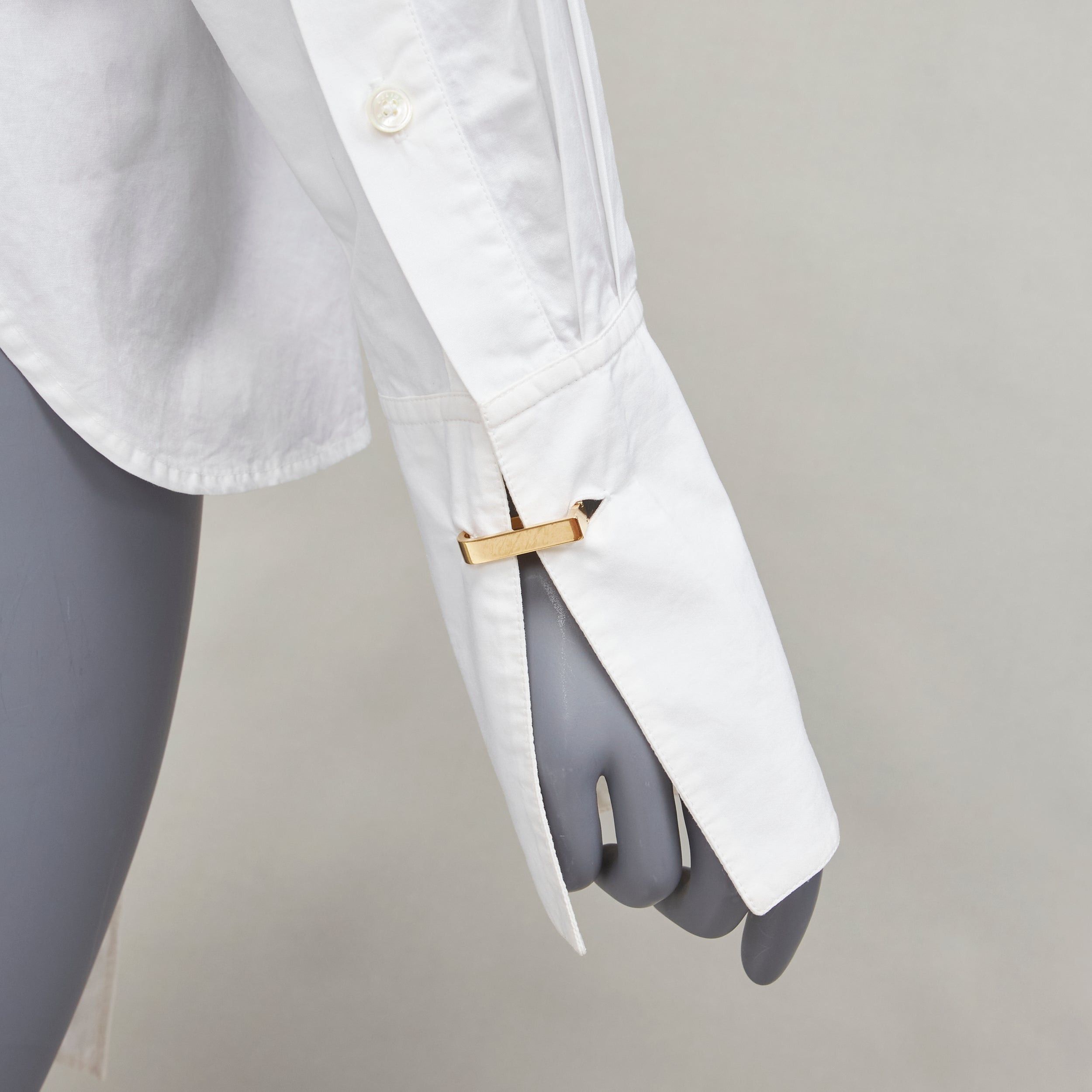 Celine OLD CELINE Phoebe Philo white cotton silver d ring belt minimal shirt FR36 S Size S / US 4 / IT 40 - 2 Thumbnail