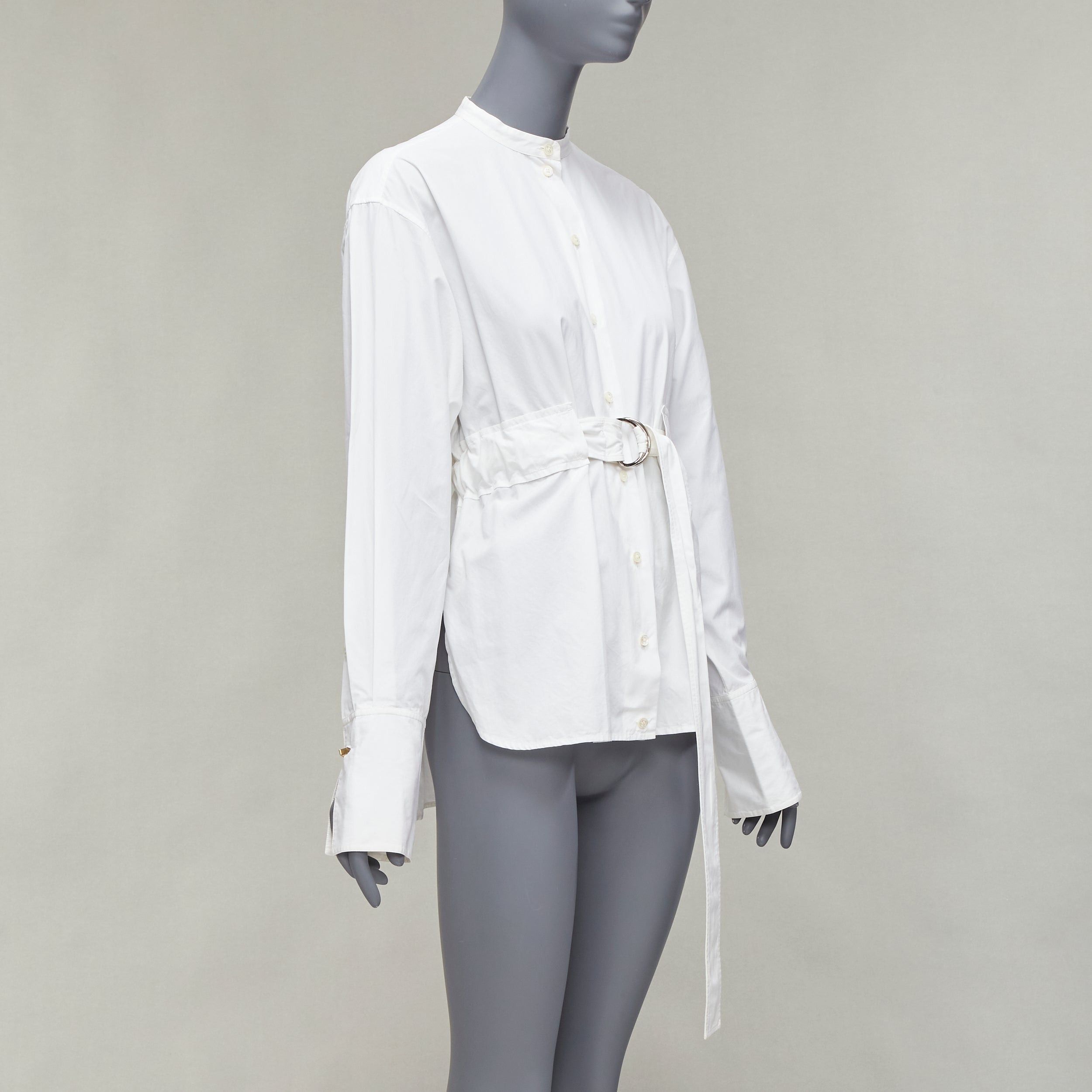 Celine OLD CELINE Phoebe Philo white cotton silver d ring belt minimal shirt FR36 S Size S / US 4 / IT 40 - 3 Thumbnail