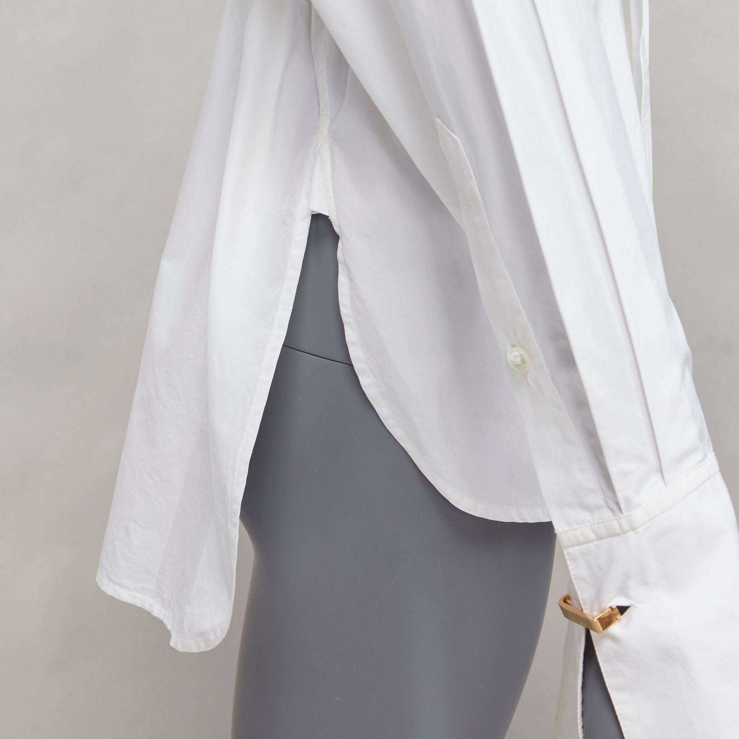 Celine OLD CELINE Phoebe Philo white cotton silver d ring belt minimal shirt FR36 S Size S / US 4 / IT 40 - 9 Thumbnail