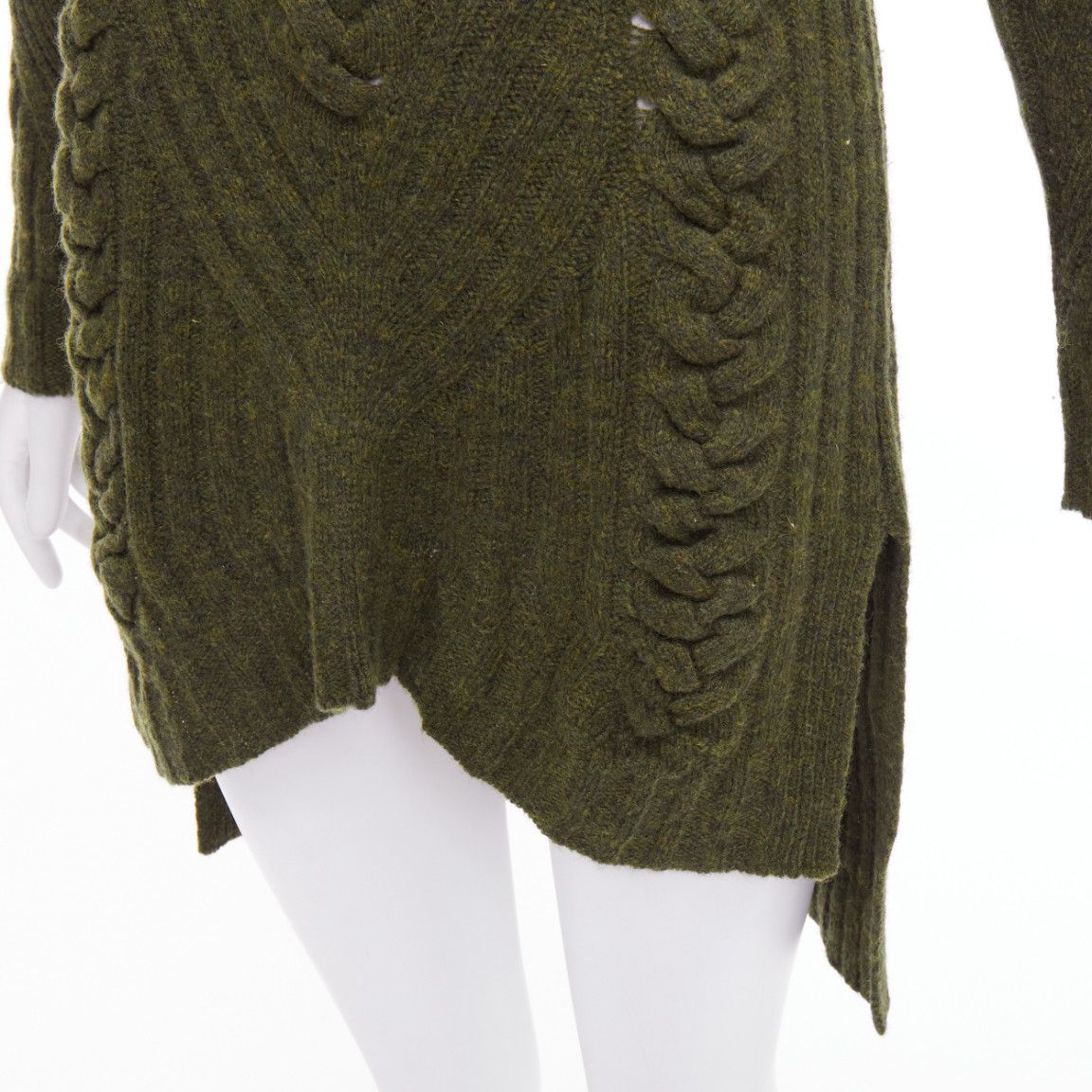 Celine OLD CELINE 2010 Runway Phoebe Philo green wool cashmere cable knit dress S Size S / US 4 / IT 40 - 7 Thumbnail