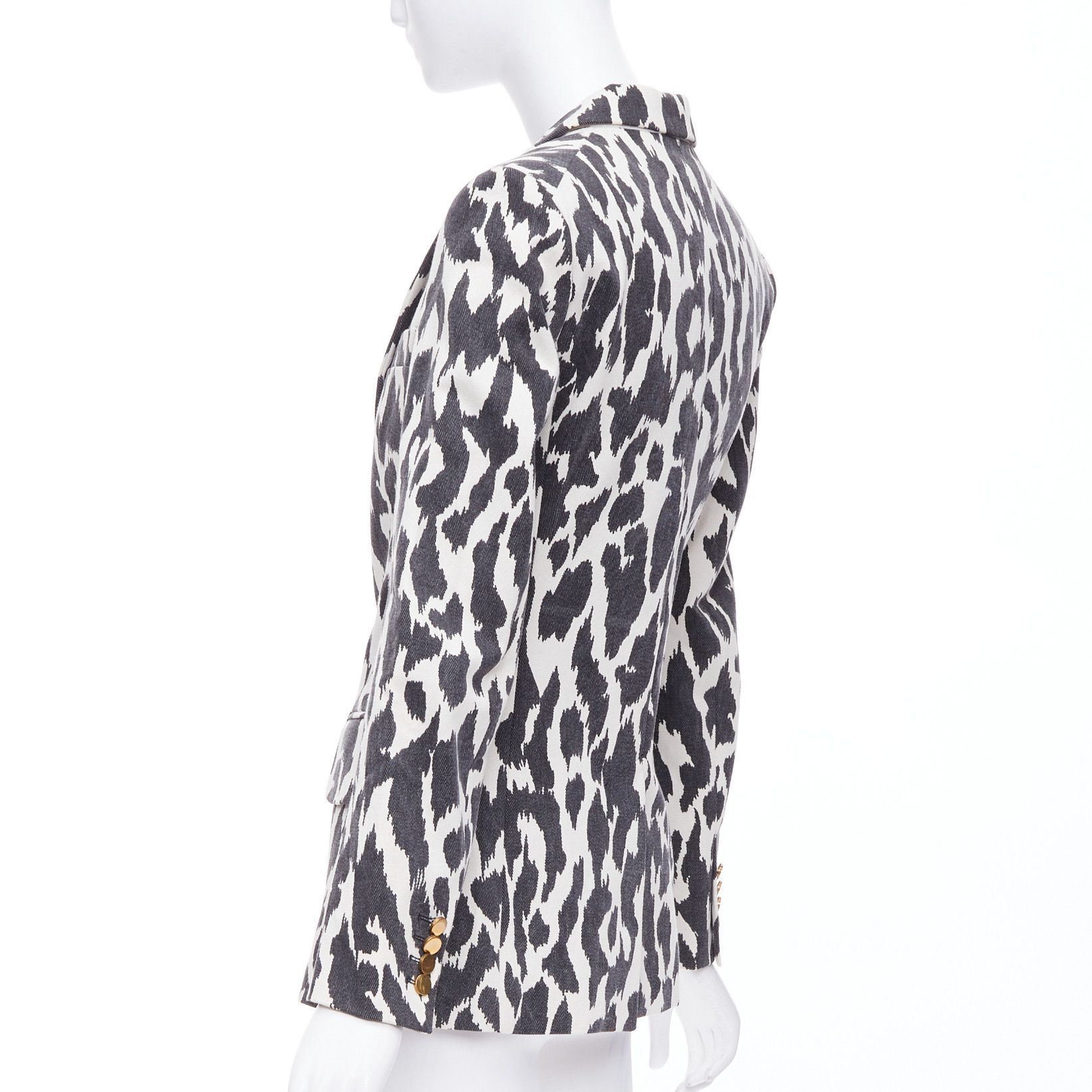 Celine OLD CELINE Phoebe Philo black cream animal print cotton blazer jacket FR36 S Size S / US 4 / IT 40 - 7 Thumbnail