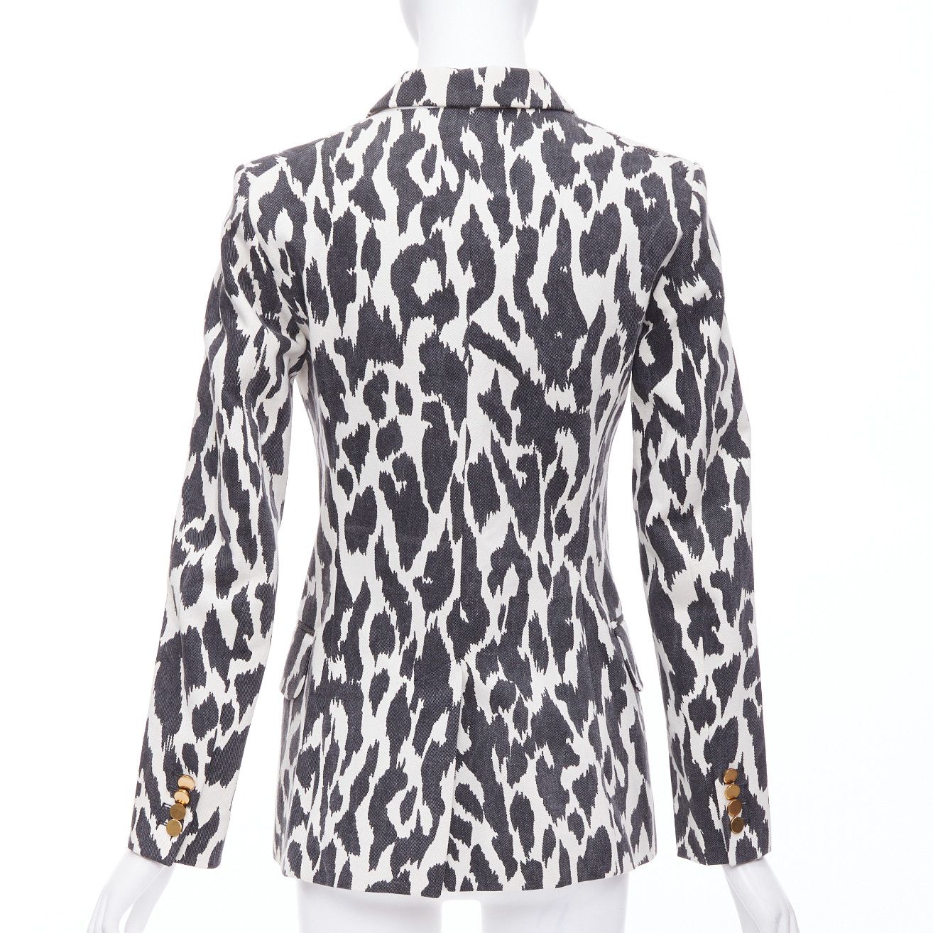Celine OLD CELINE Phoebe Philo black cream animal print cotton blazer jacket FR36 S Size S / US 4 / IT 40 - 6 Thumbnail