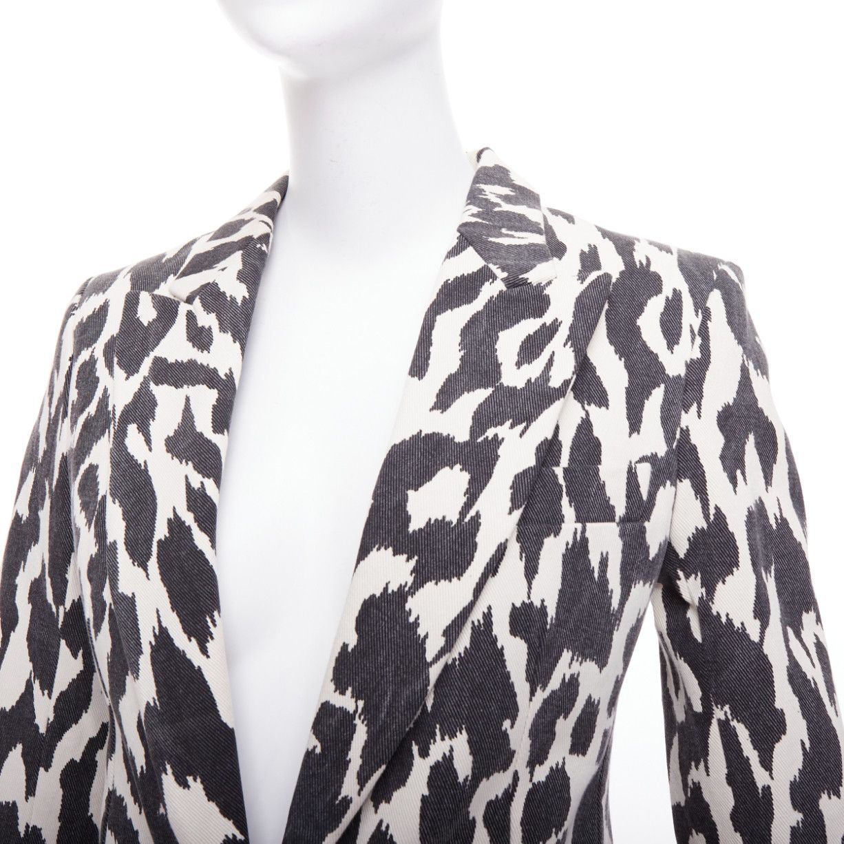 Celine OLD CELINE Phoebe Philo black cream animal print cotton blazer jacket FR36 S Size S / US 4 / IT 40 - 8 Thumbnail