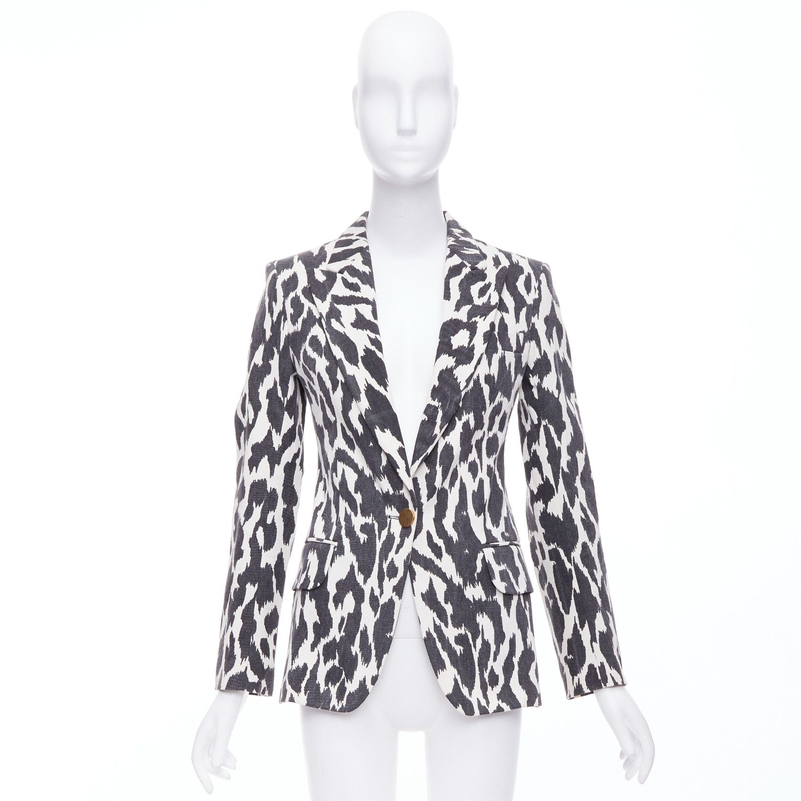 Celine OLD CELINE Phoebe Philo black cream animal print cotton blazer jacket FR36 S Size S / US 4 / IT 40 - 10 Thumbnail