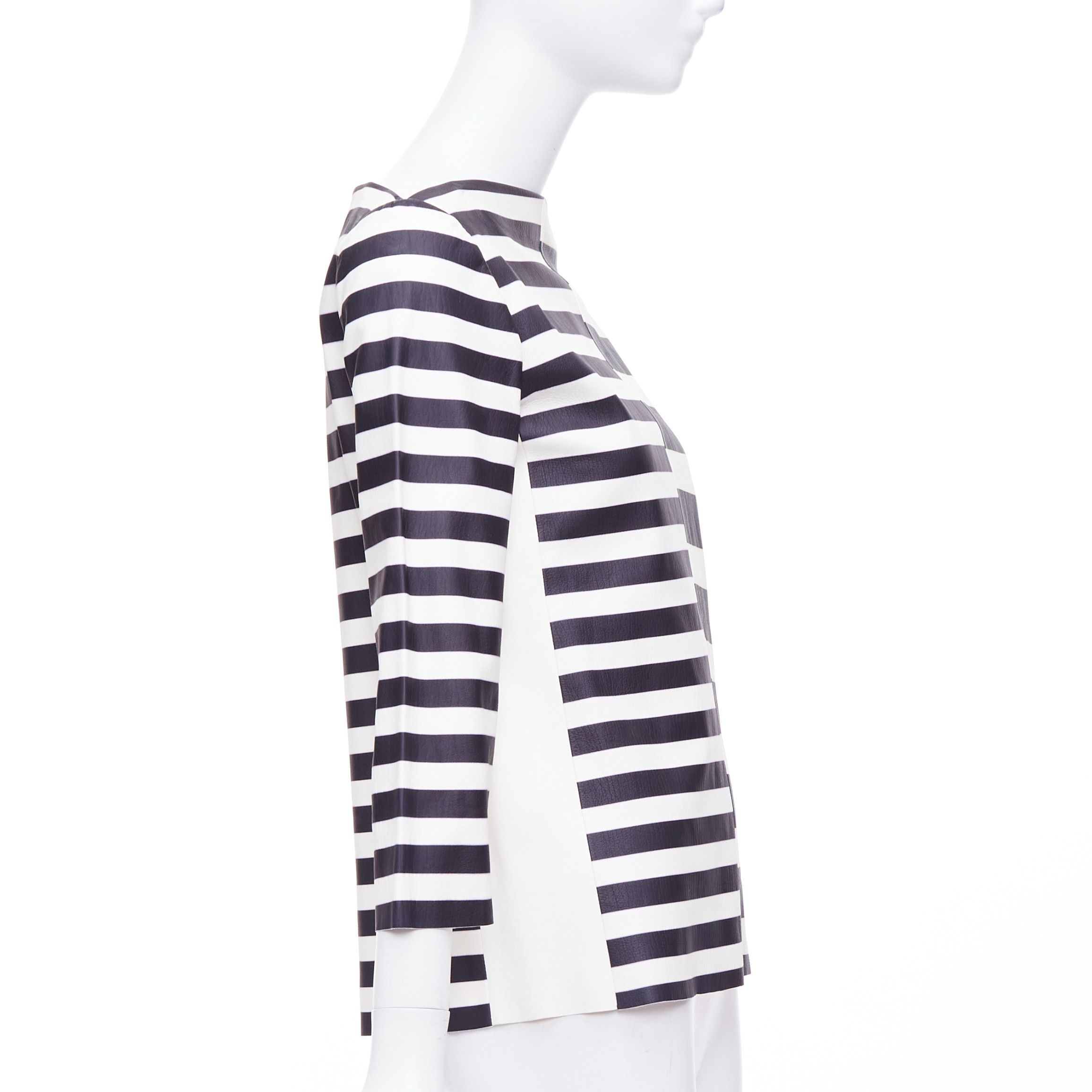 Celine OLD CELINE Phoebe Philo genuine lambskin striped leather patch top FR38 M Size M / US 6-8 / IT 42-44 - 4 Thumbnail