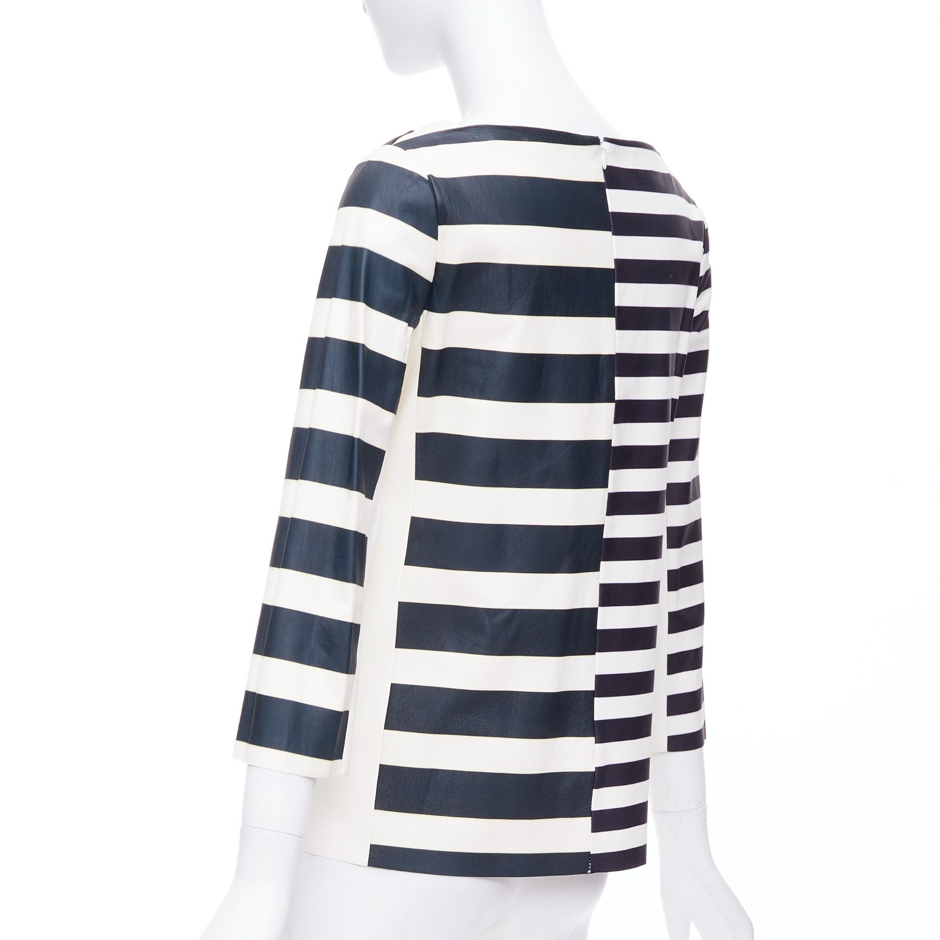 Celine OLD CELINE Phoebe Philo genuine lambskin striped leather patch top FR38 M Size M / US 6-8 / IT 42-44 - 6 Thumbnail