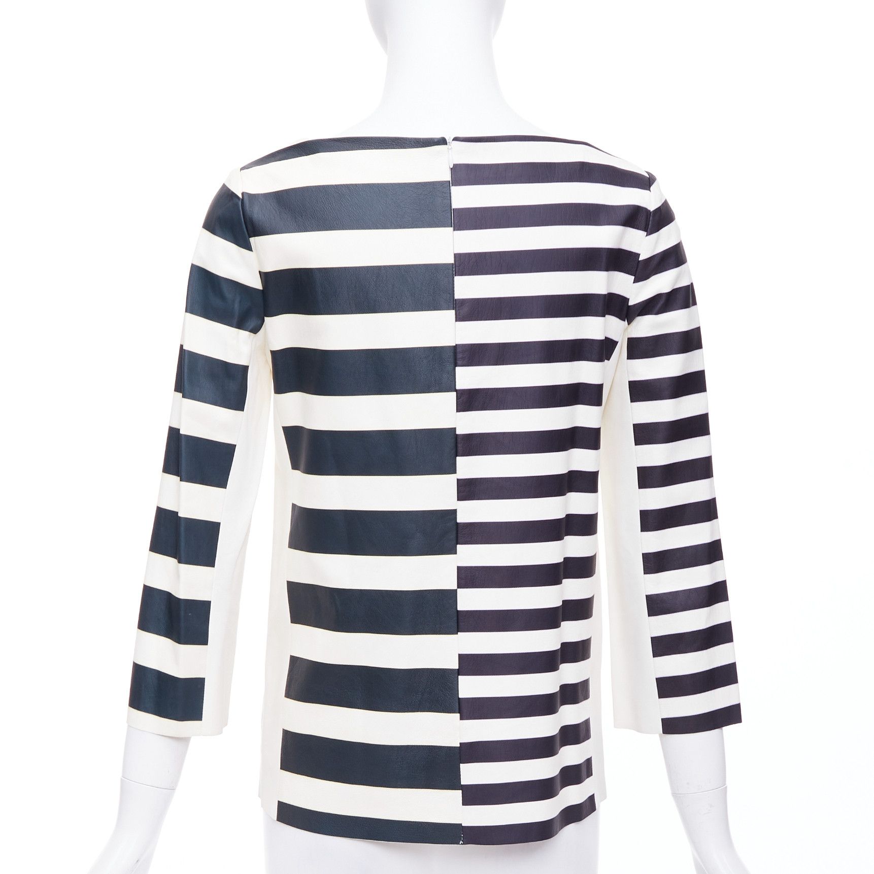 Celine OLD CELINE Phoebe Philo genuine lambskin striped leather patch top FR38 M Size M / US 6-8 / IT 42-44 - 5 Thumbnail