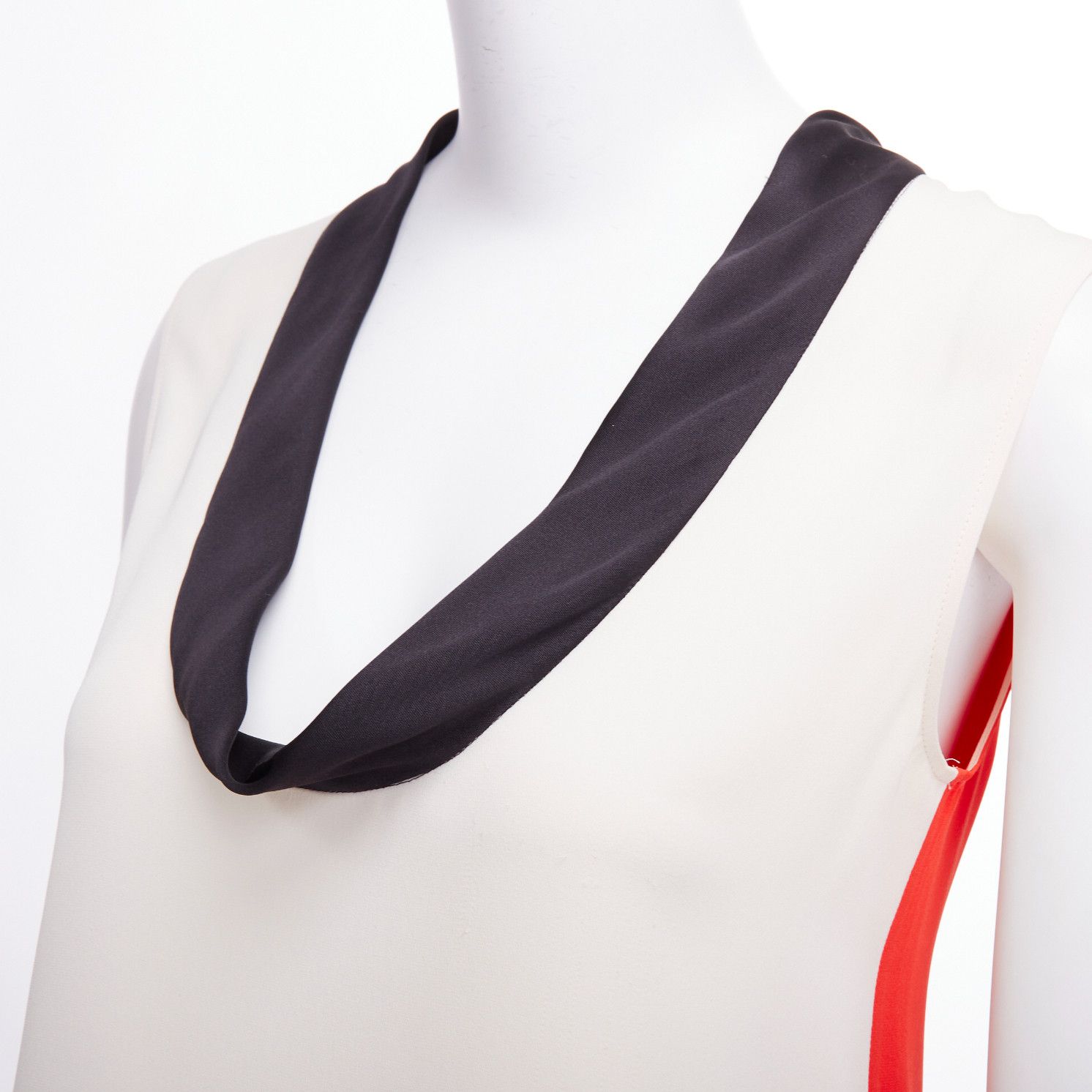 Celine OLD CELINE Phoebe Philo orange black cream colorblocked tank top FR36 S Size S / US 4 / IT 40 - 2 Thumbnail