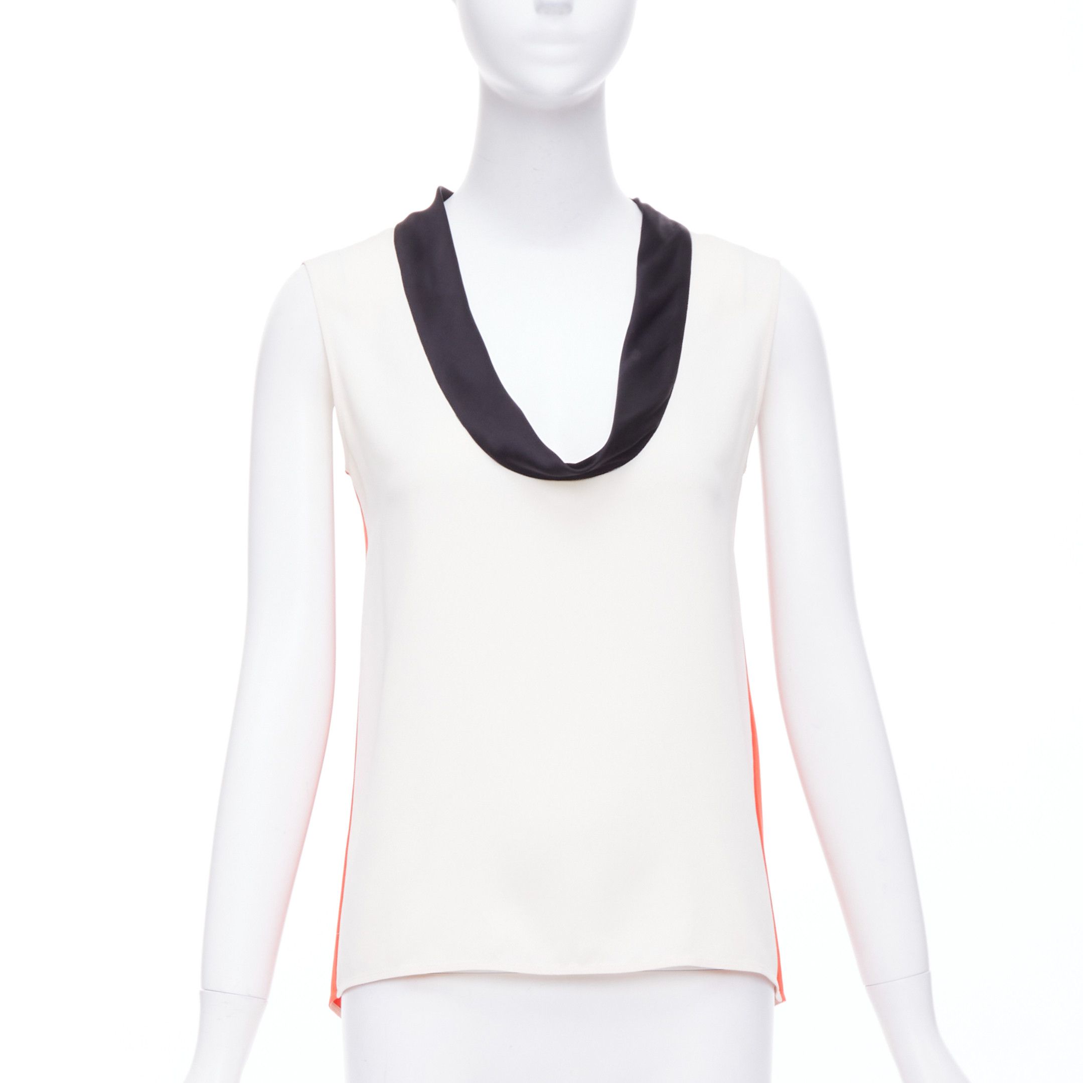 Celine OLD CELINE Phoebe Philo orange black cream colorblocked tank top FR36 S Size S / US 4 / IT 40 - 3 Thumbnail