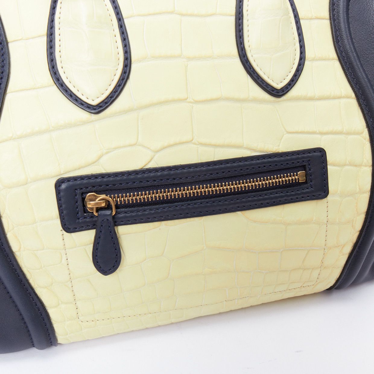 Celine CELINE Phoebe Philo Medium Luggage cream black embossed tote bag Size ONE SIZE - 7 Thumbnail