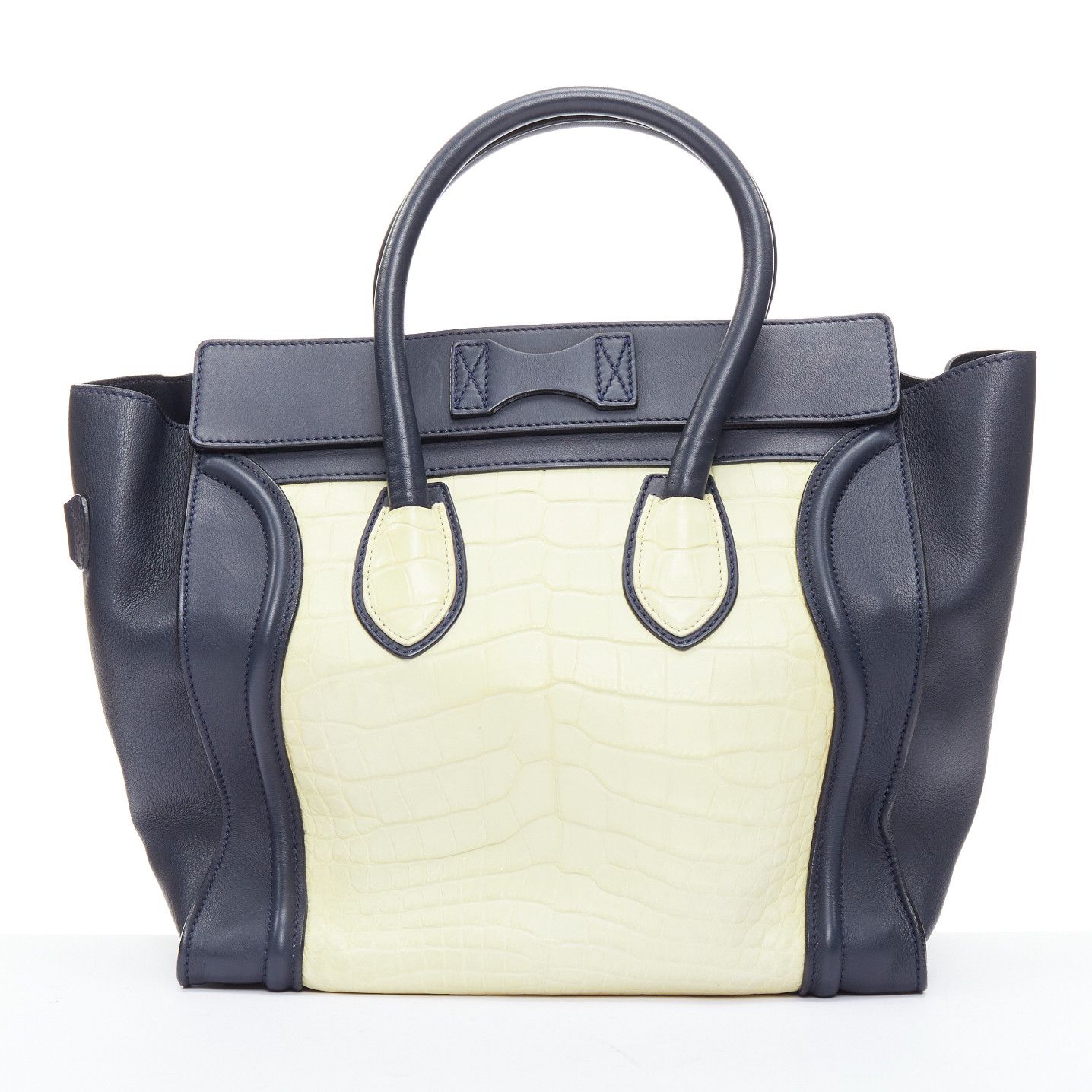 Celine CELINE Phoebe Philo Medium Luggage cream black embossed tote bag Size ONE SIZE - 5 Thumbnail