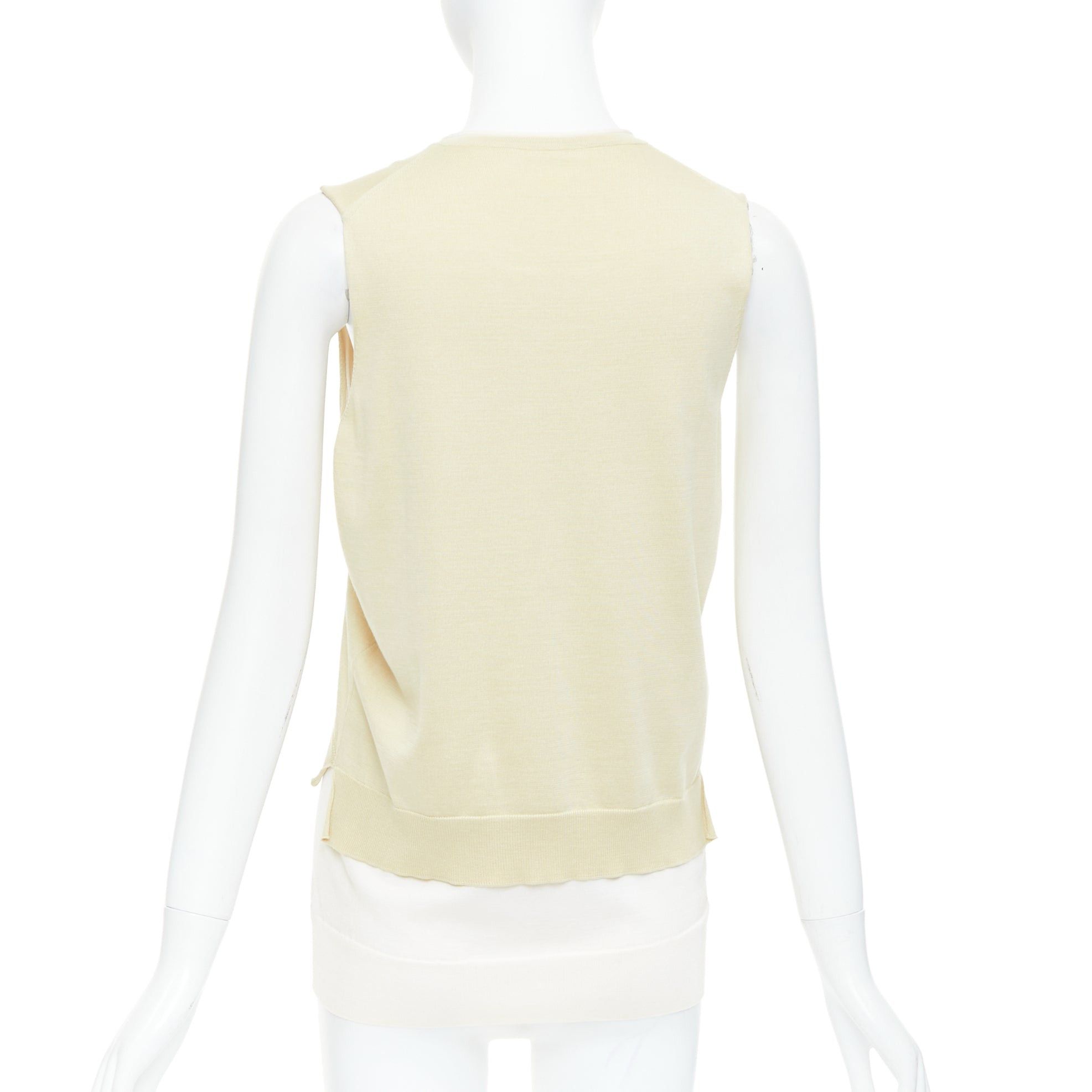 Celine OLD CELINE Phoebe Philo cream silk cotton layered cream knitted top S Size S / US 4 / IT 40 - 5 Thumbnail