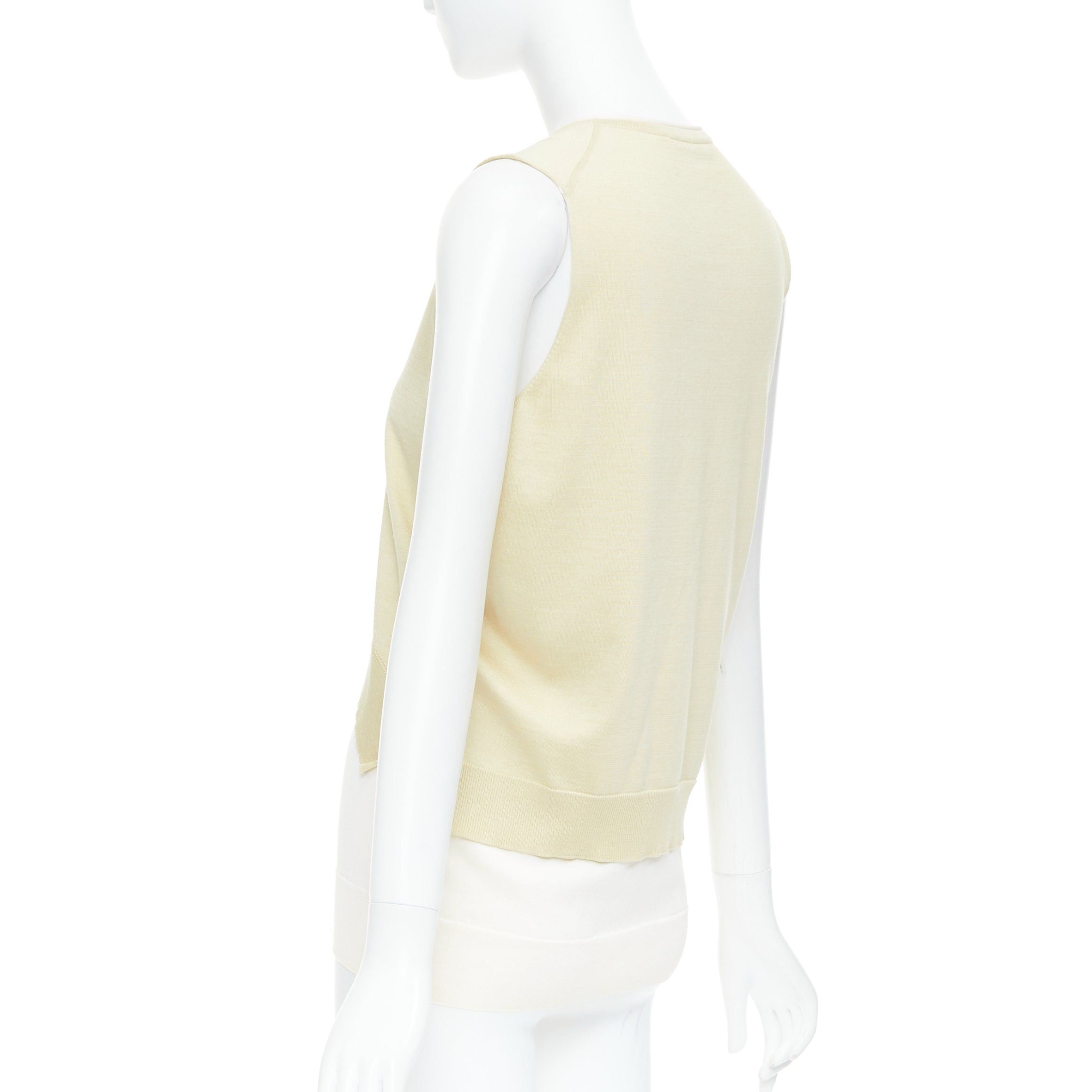 Celine OLD CELINE Phoebe Philo cream silk cotton layered cream knitted top S Size S / US 4 / IT 40 - 6 Thumbnail