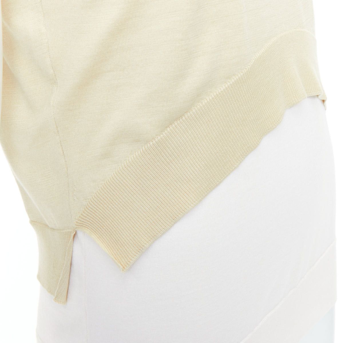 Celine OLD CELINE Phoebe Philo cream silk cotton layered cream knitted top S Size S / US 4 / IT 40 - 2 Thumbnail