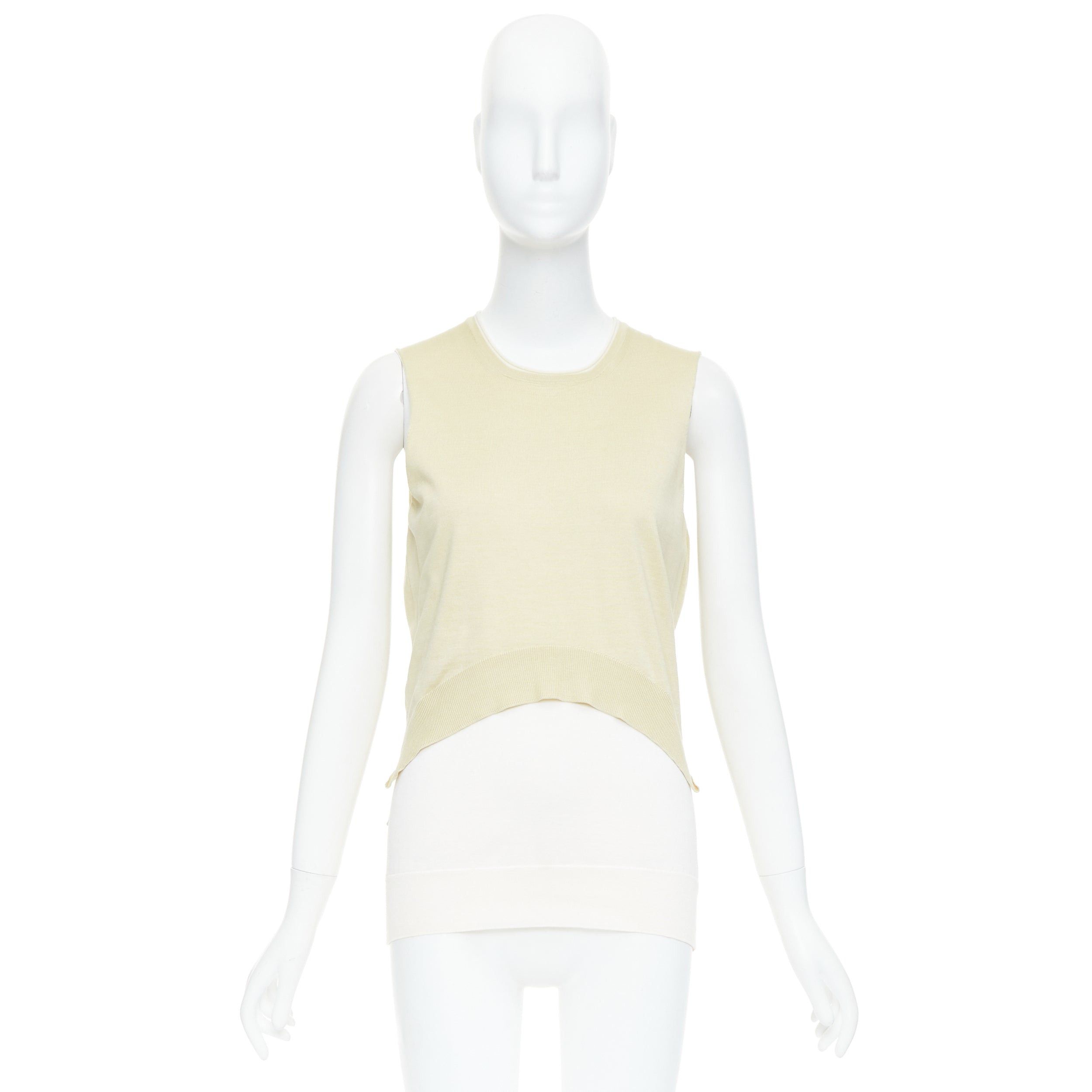 Celine OLD CELINE Phoebe Philo cream silk cotton layered cream knitted top S Size S / US 4 / IT 40 - 9 Thumbnail
