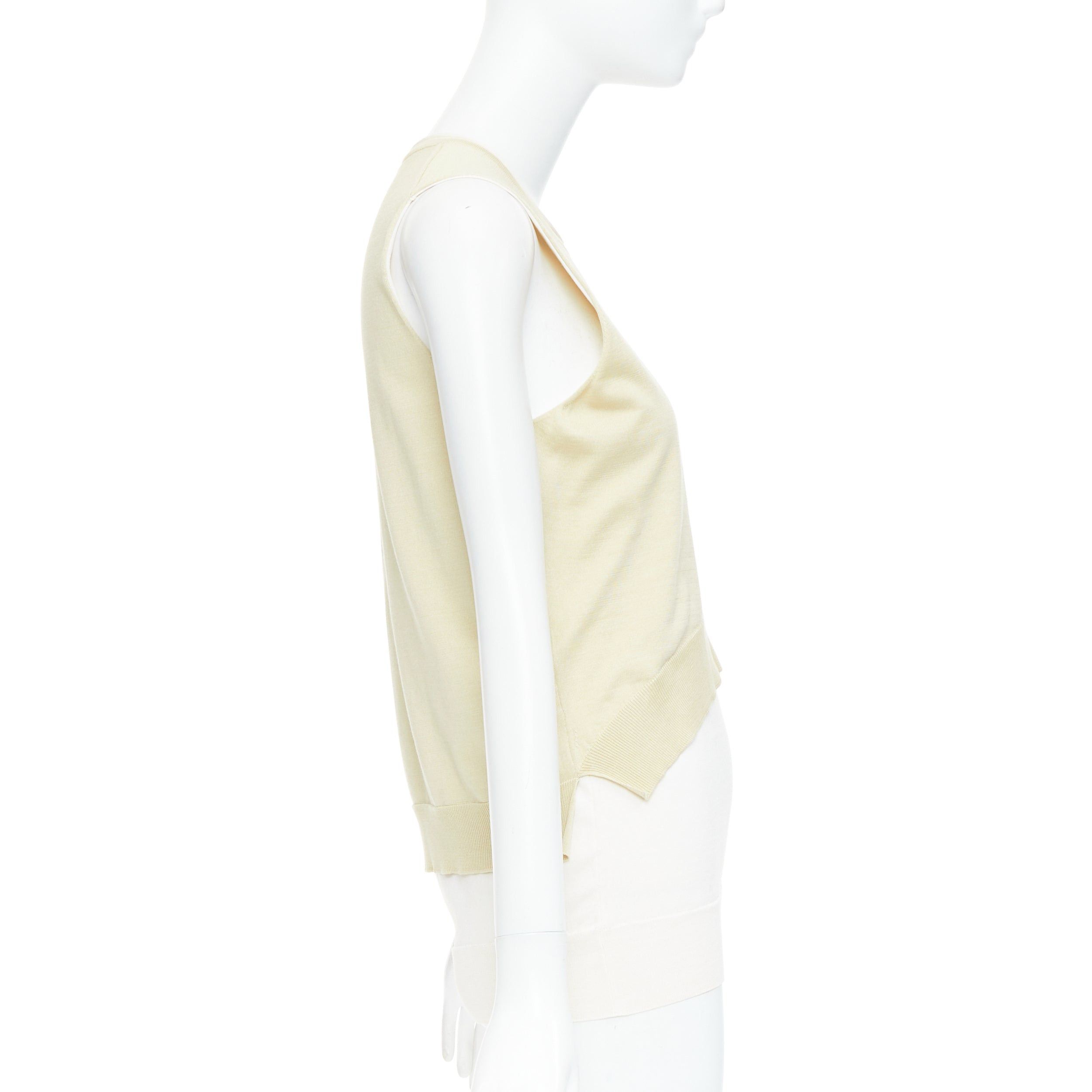 Celine OLD CELINE Phoebe Philo cream silk cotton layered cream knitted top S Size S / US 4 / IT 40 - 4 Thumbnail