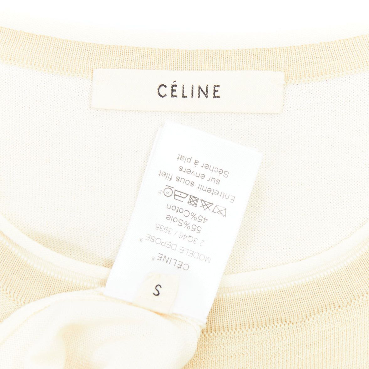Celine OLD CELINE Phoebe Philo cream silk cotton layered cream knitted top S Size S / US 4 / IT 40 - 8 Thumbnail