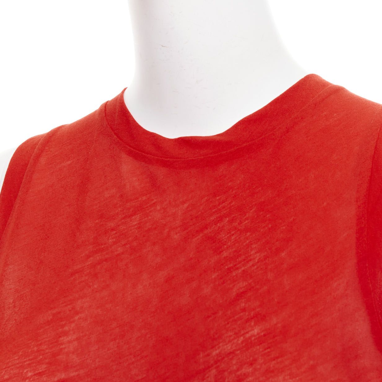 Celine OLD CELINE Phoebe Philo red silky bias cut Triomphe anagram tank top Size S / US 4 / IT 40 - 7 Thumbnail