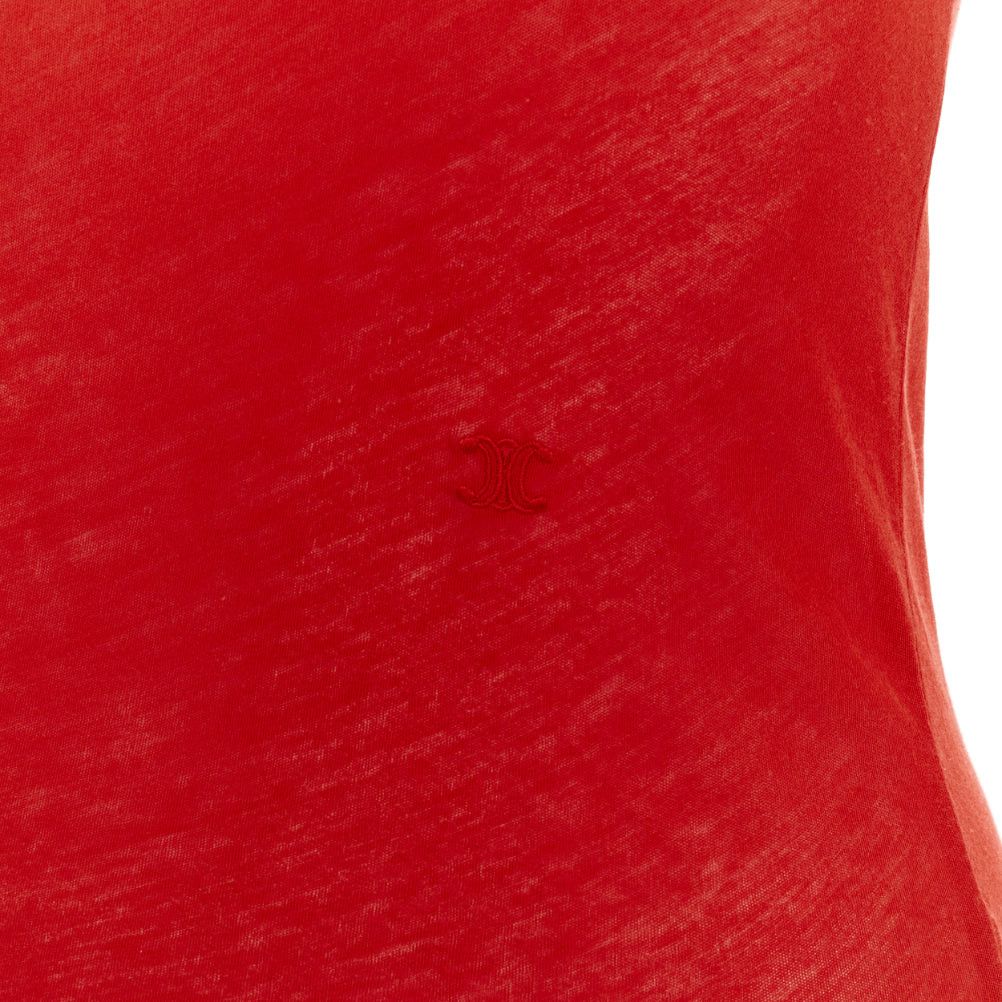 Celine OLD CELINE Phoebe Philo red silky bias cut Triomphe anagram tank top Size S / US 4 / IT 40 - 2 Thumbnail